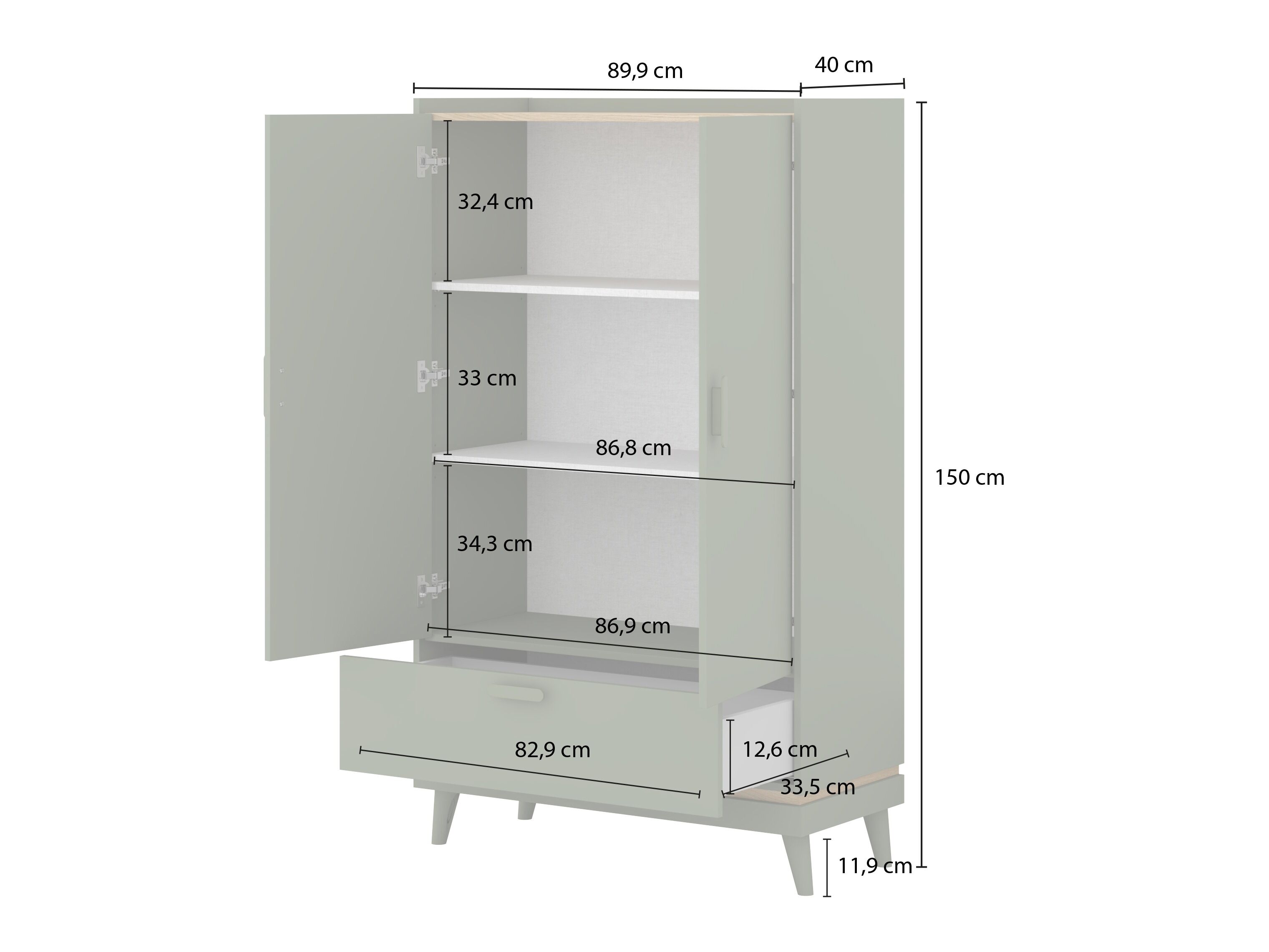 Polica Fertalu 105 (Zelena + Hrast)