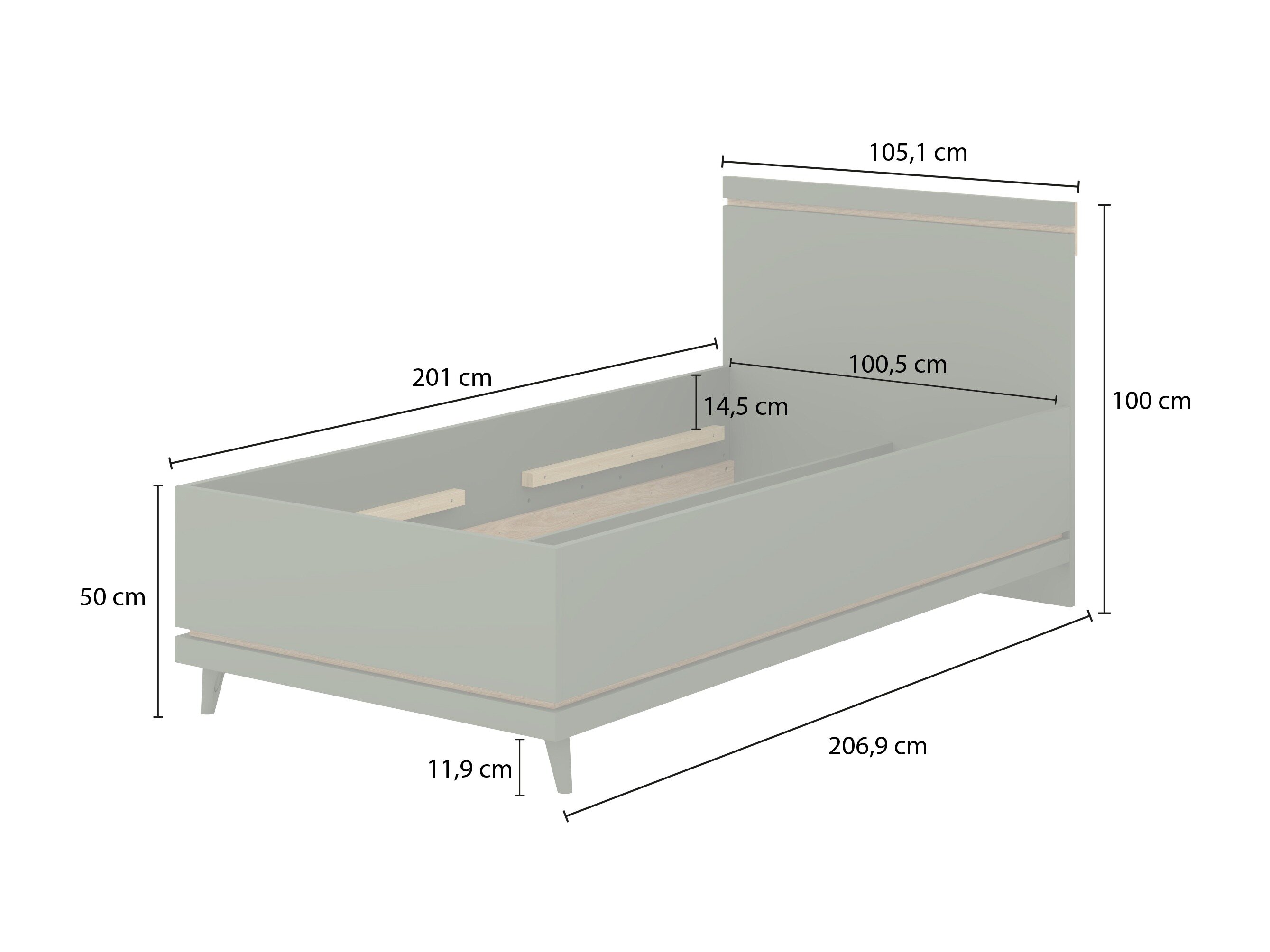 Seng Fertalu 107 (Grøn + Egetræ)