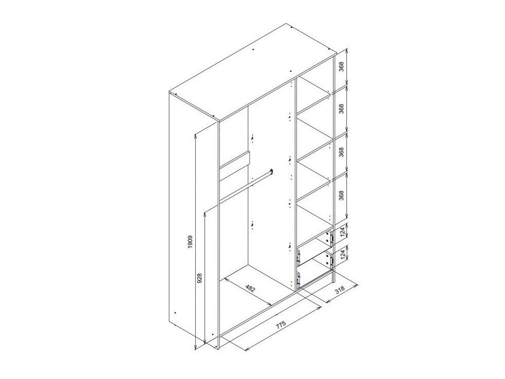 Kledingkast Orlando 222 (Wit)