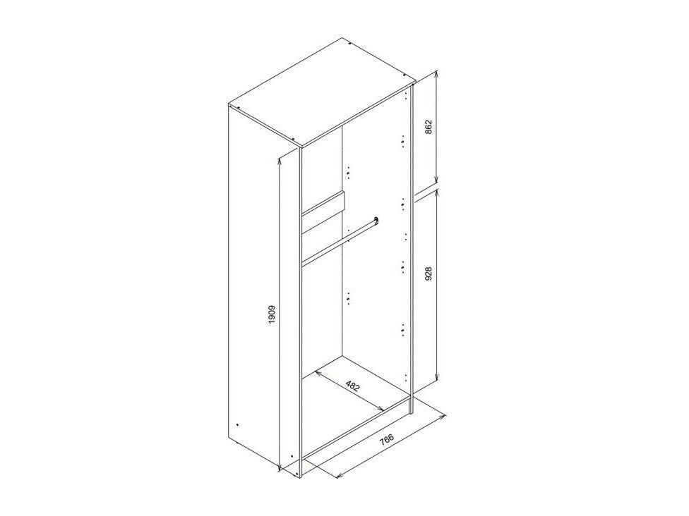 Garderobeskab Orlando 221 (Lys eg)