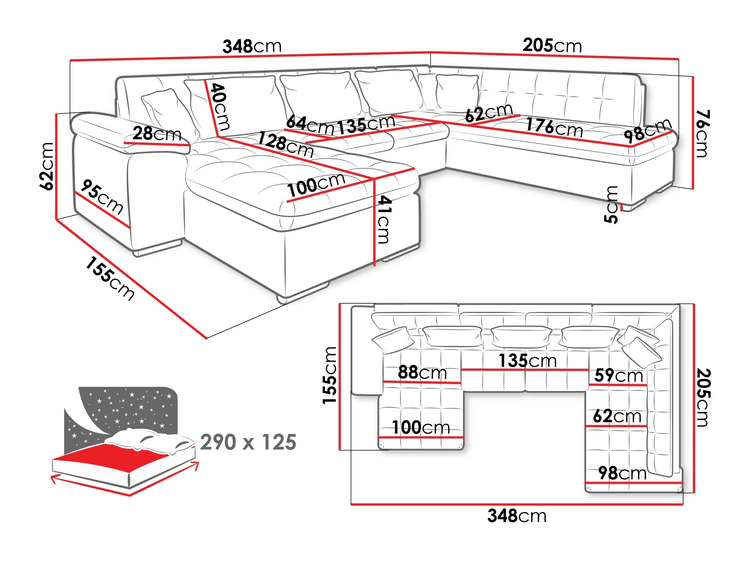 Hjørnesofa Comfivo Gemma V (Maya 09 + Corbett 78)