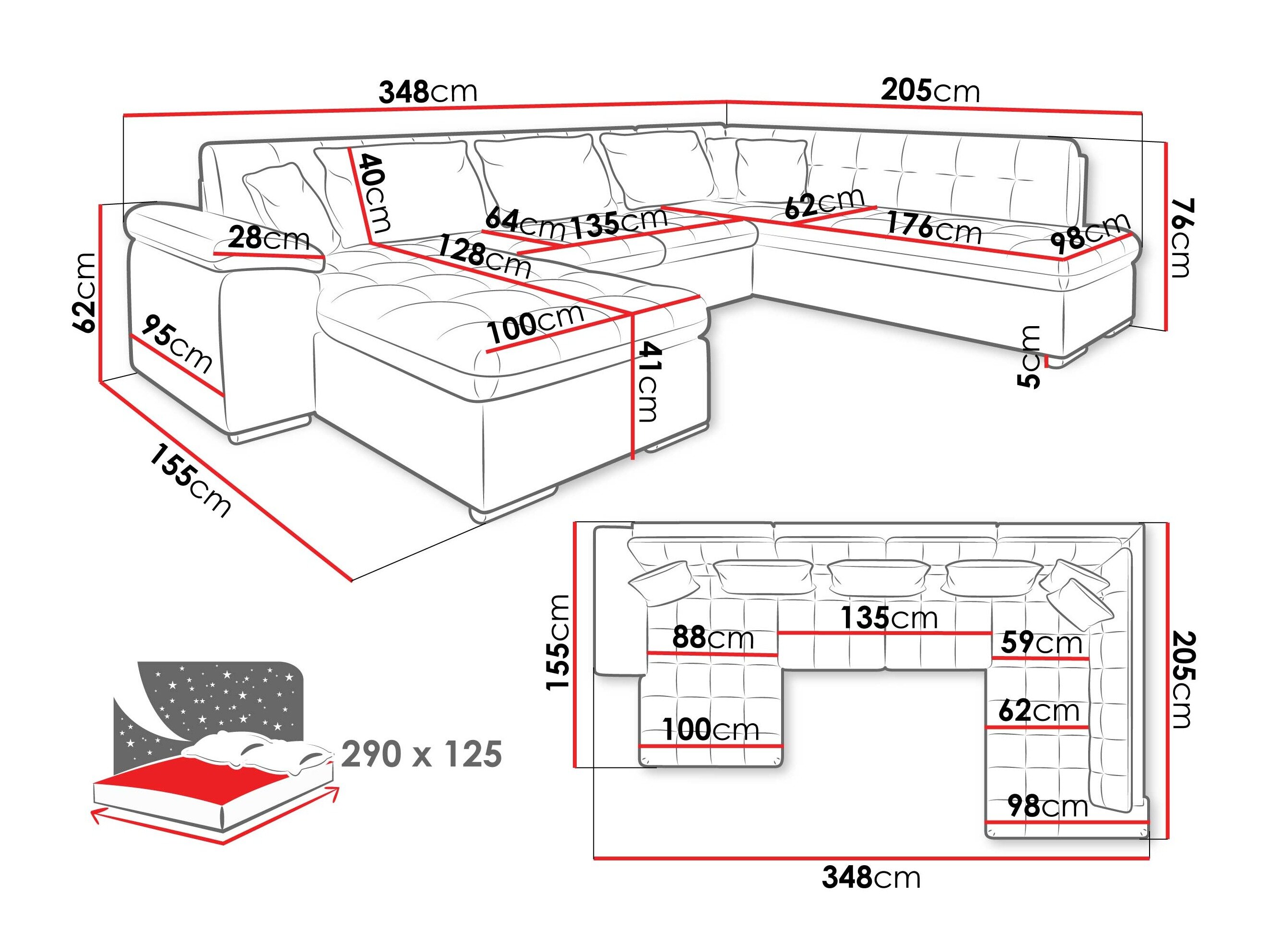 Hjørnesofa Comfivo Gemma VI (Maya 09 + Corbett 78)