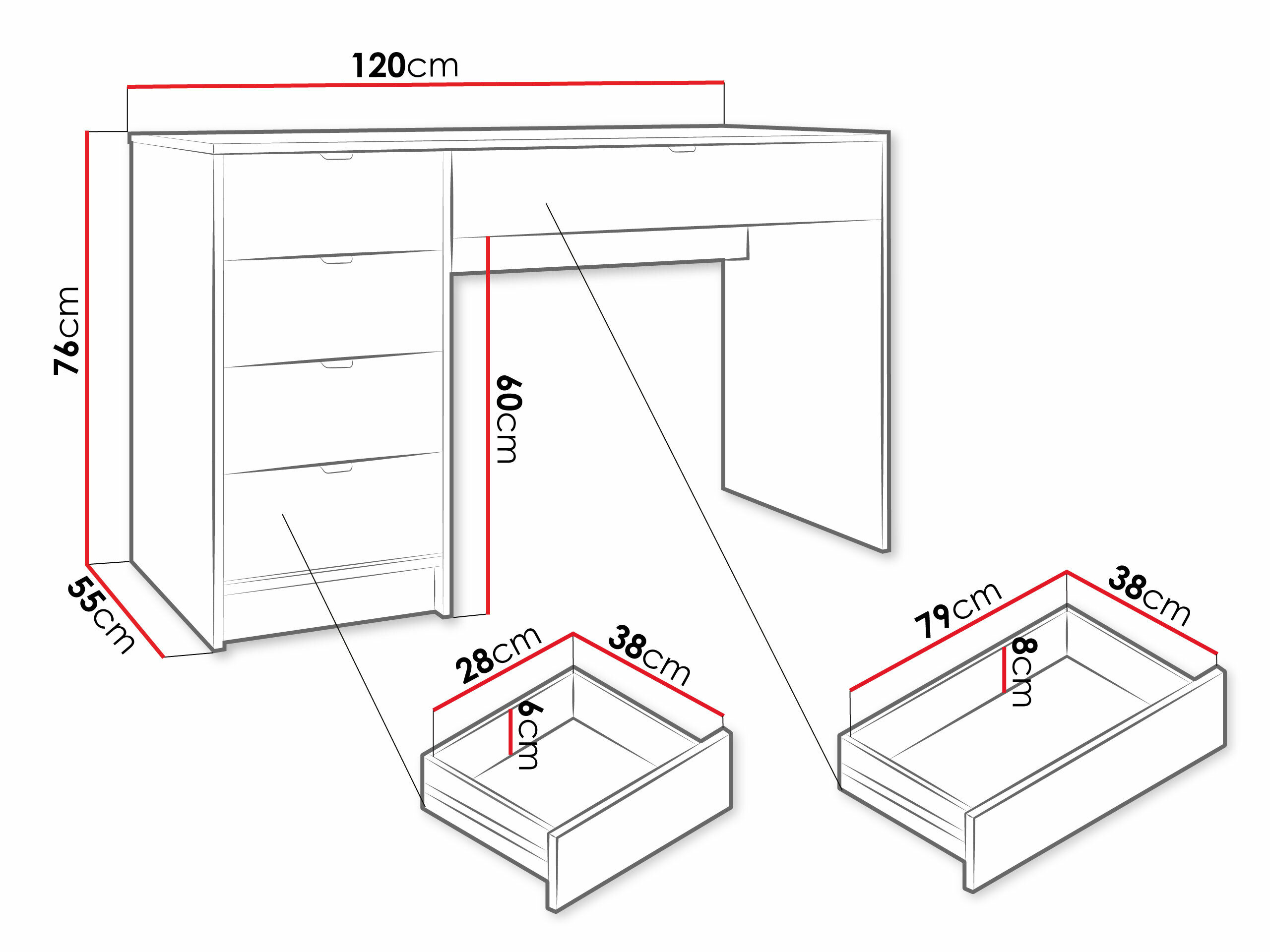 Skrivebord Comfivo Papilio (Sort)