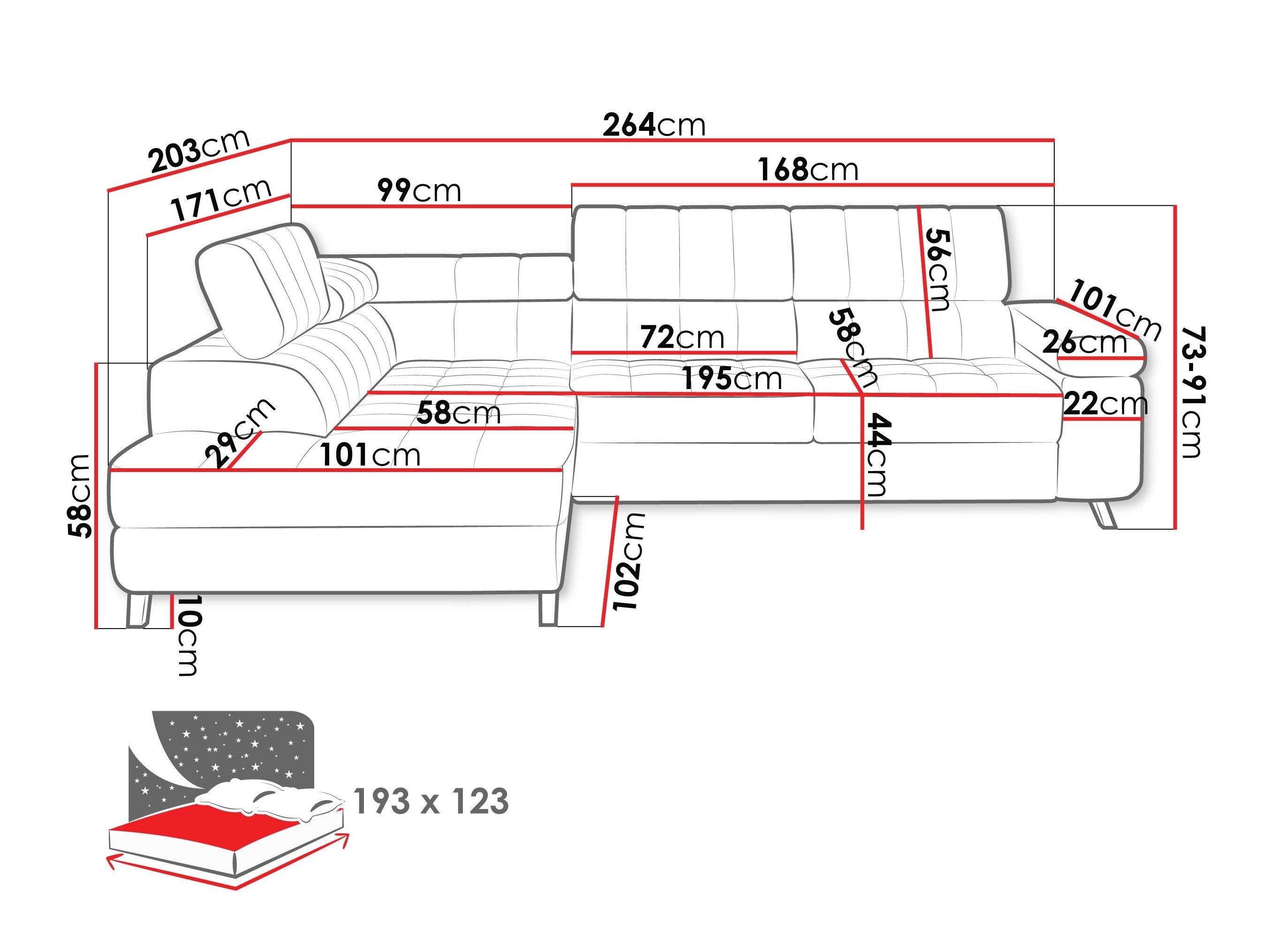 Hjørnesofa Comfivo 207 (Manza 22)