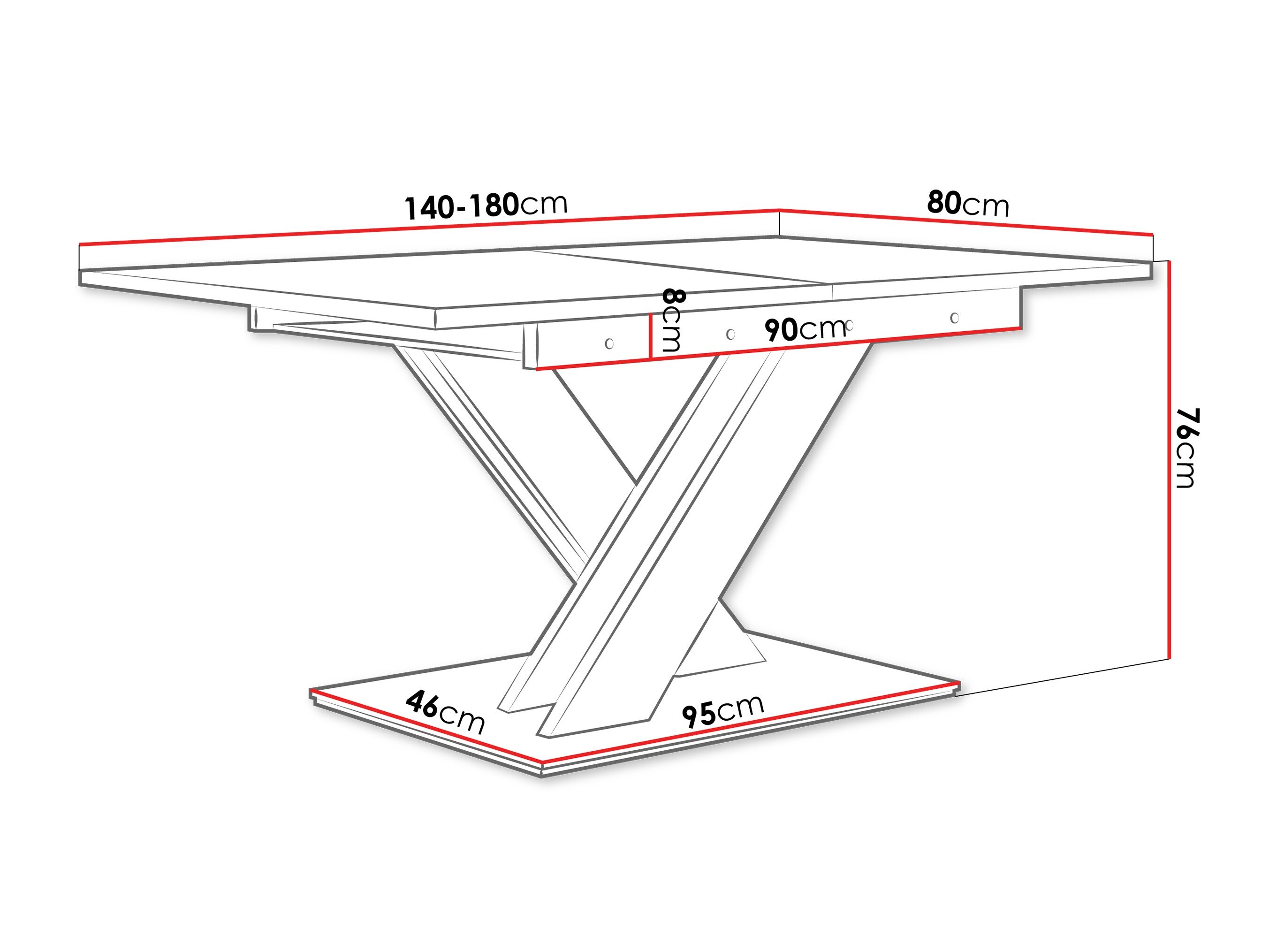 Bord Goodyear 103 (Sort marmor + Sort)
