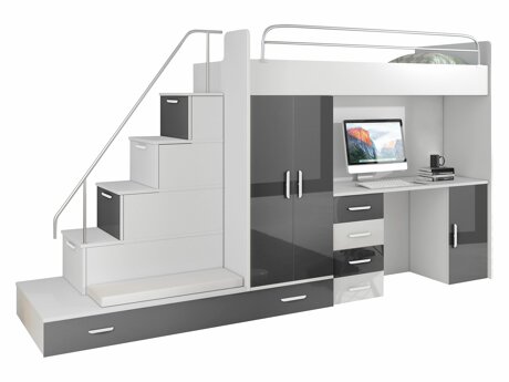 Børneværelsessæt Campus I (Hvid + Glansfuld hvid + Gloss grå)