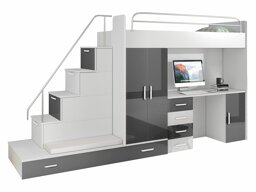 De reeks van de kinderkamer Campus I (Wit + Glanzend wit + Grijs met glans)