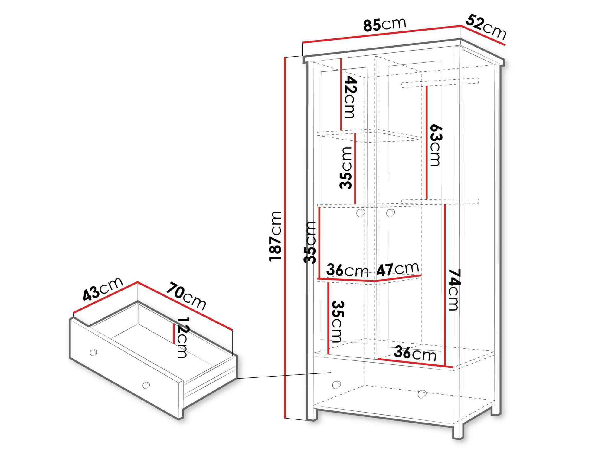 Garderobeskab Romelbo 145 (Beige + Egetræ)