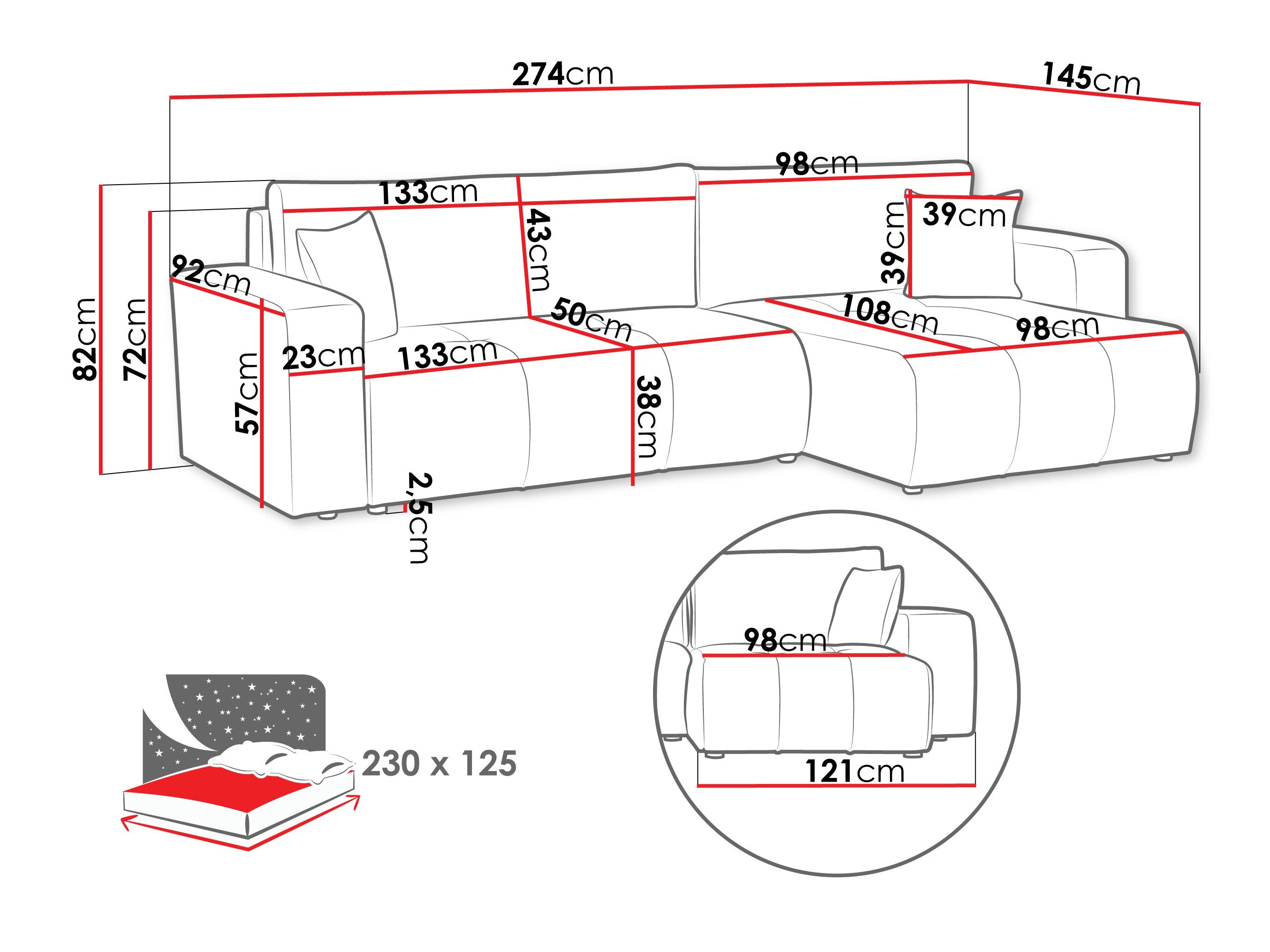 Hjørnesofa Comfivo Laurus I (Coral 15)