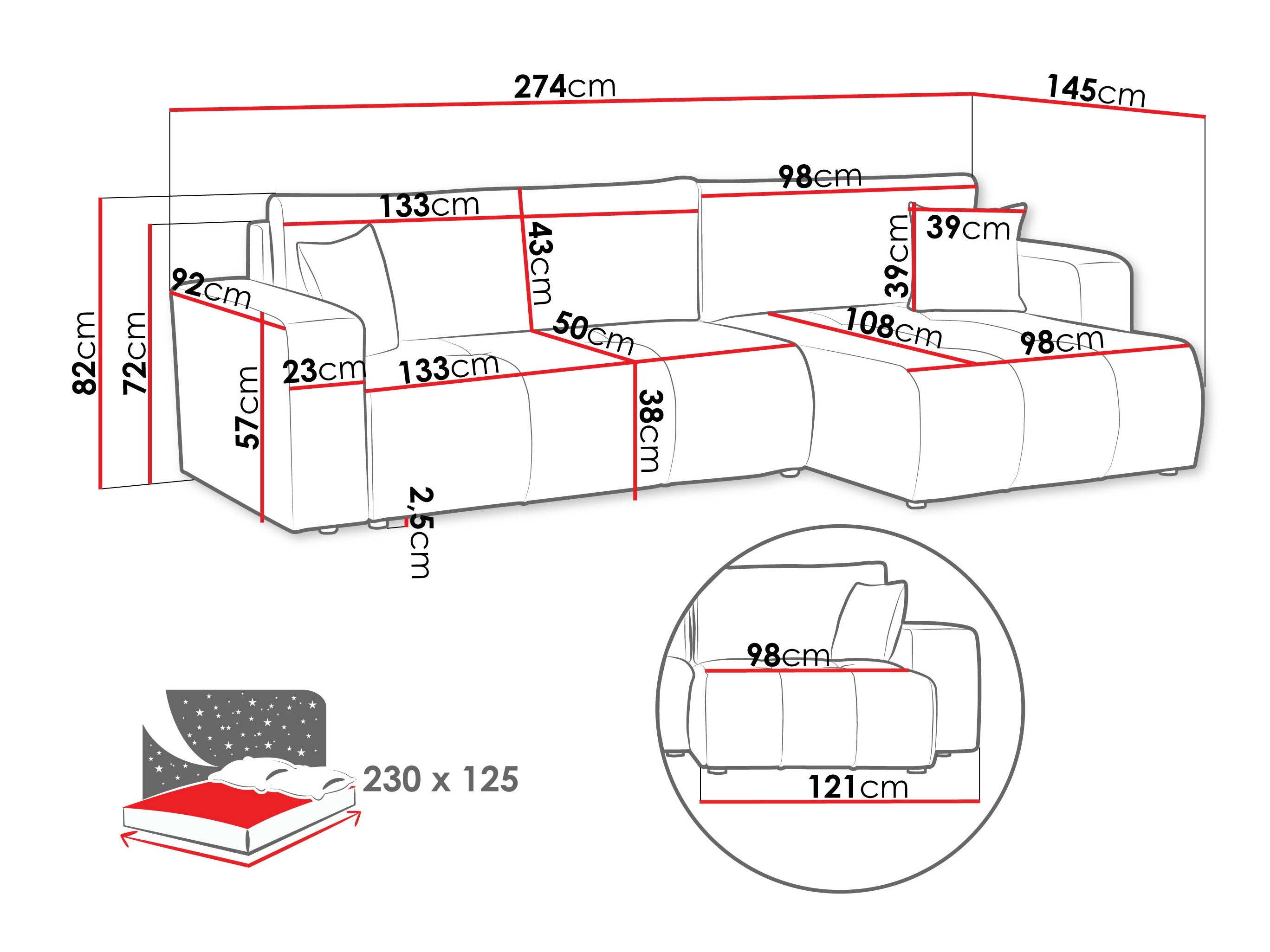 Hjørnesofa Comfivo Laurus I (Coral 45)