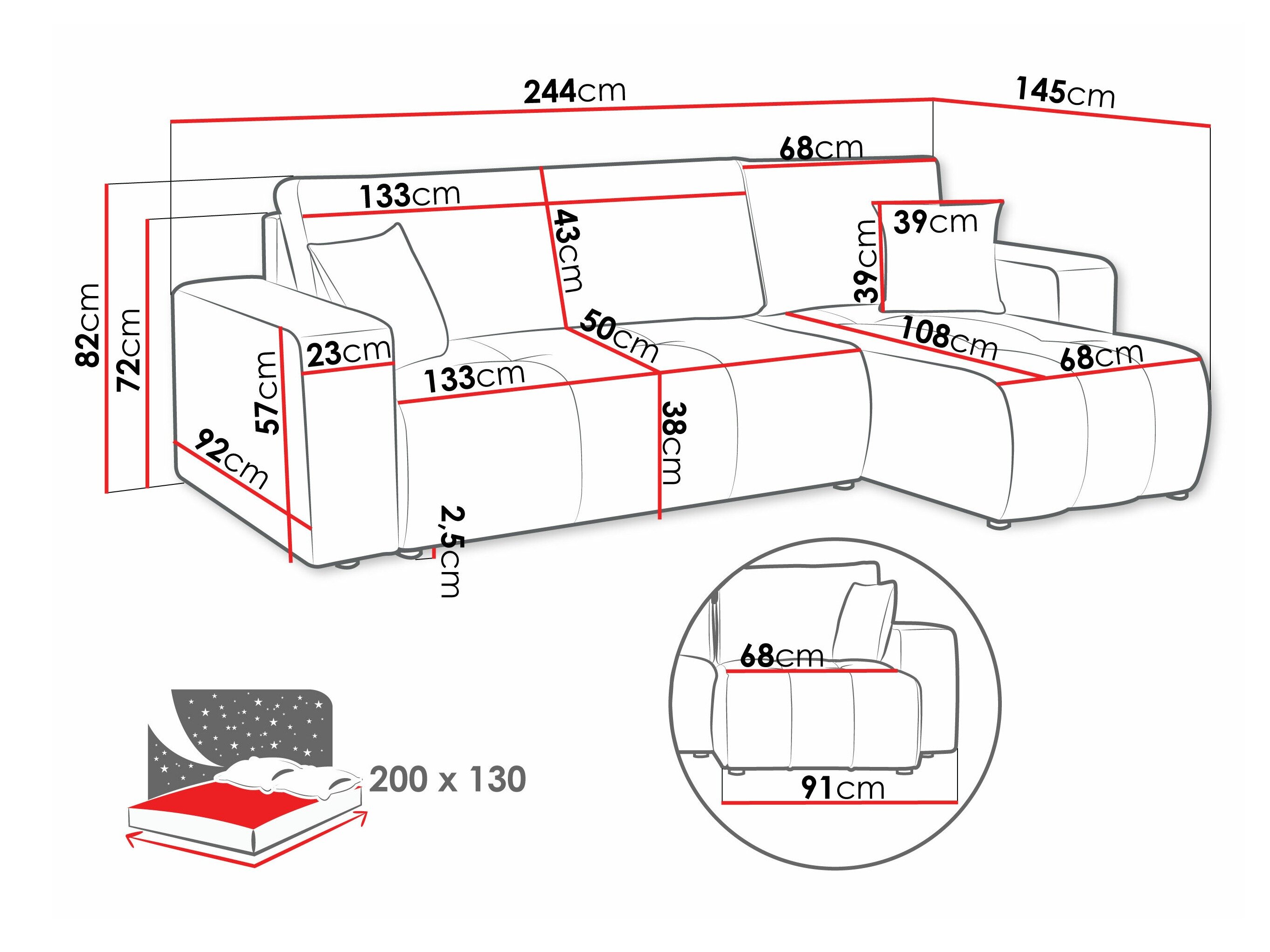 Hjørnesofa Comfivo 361 (Coral 15)