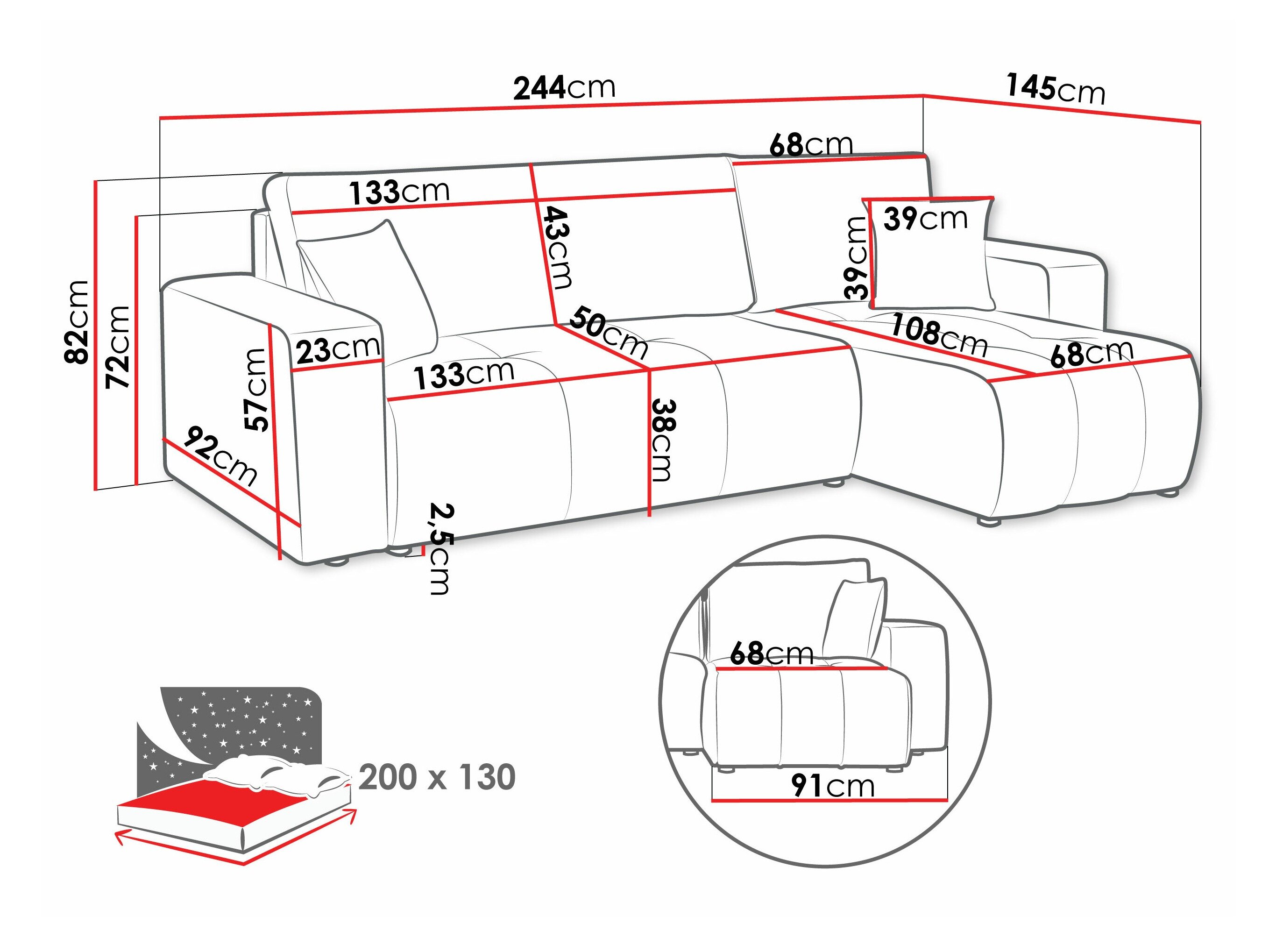 Hjørnesofa Comfivo 361 (Coral 50)