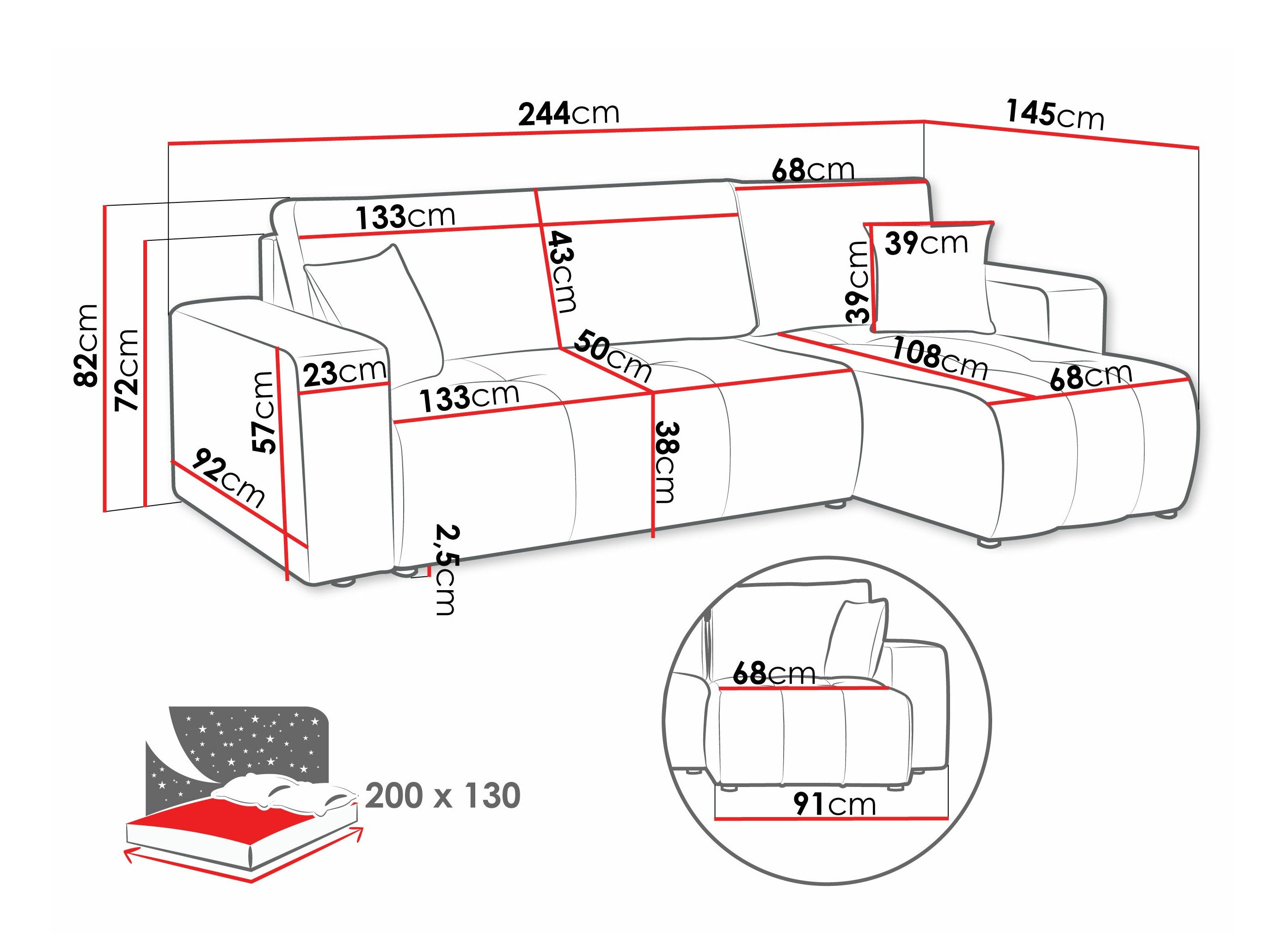 Hjørnesofa Comfivo 361 (Coral 75)