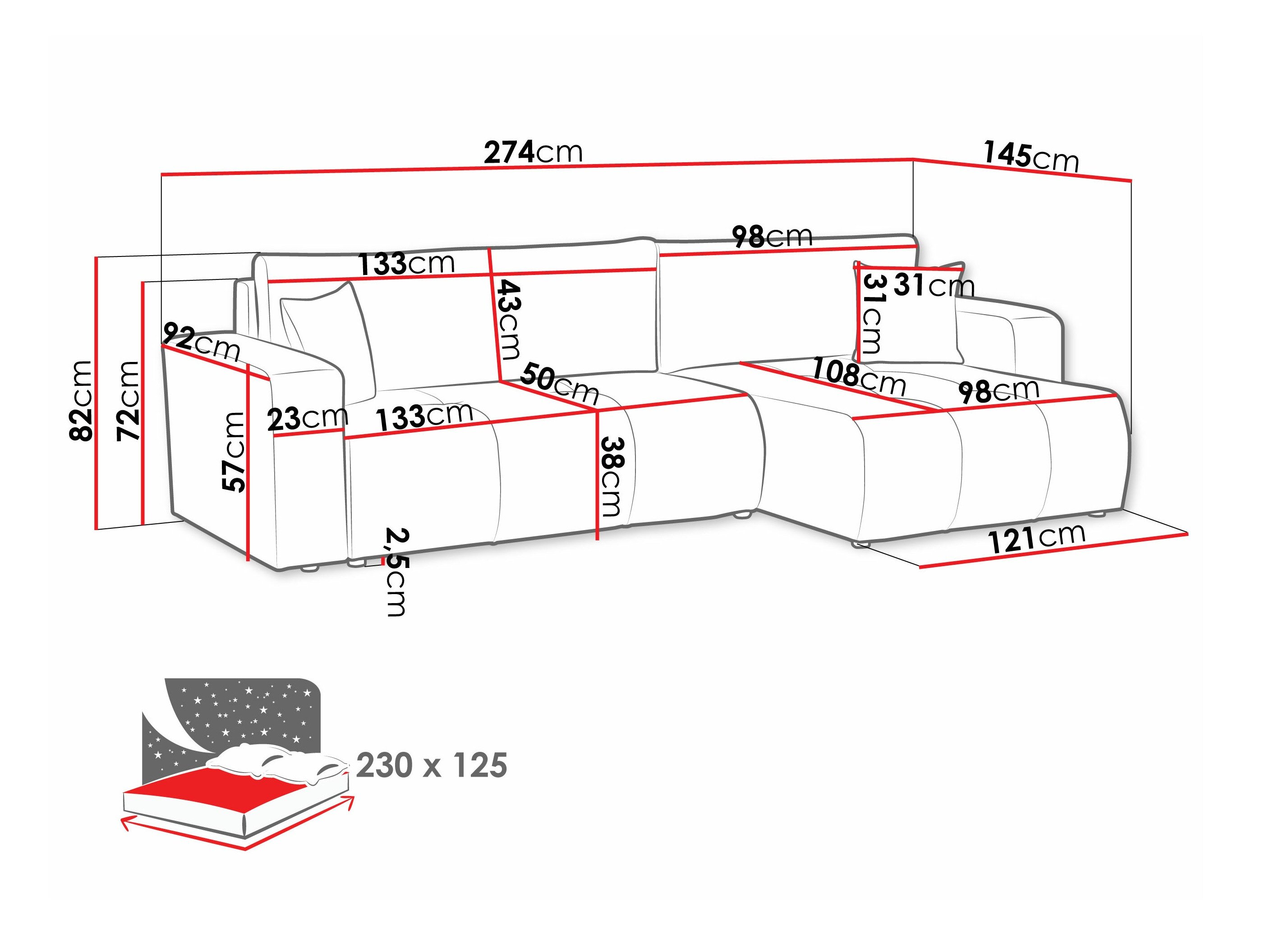 Hjørnesofa Comfivo 425 (Coral 50)