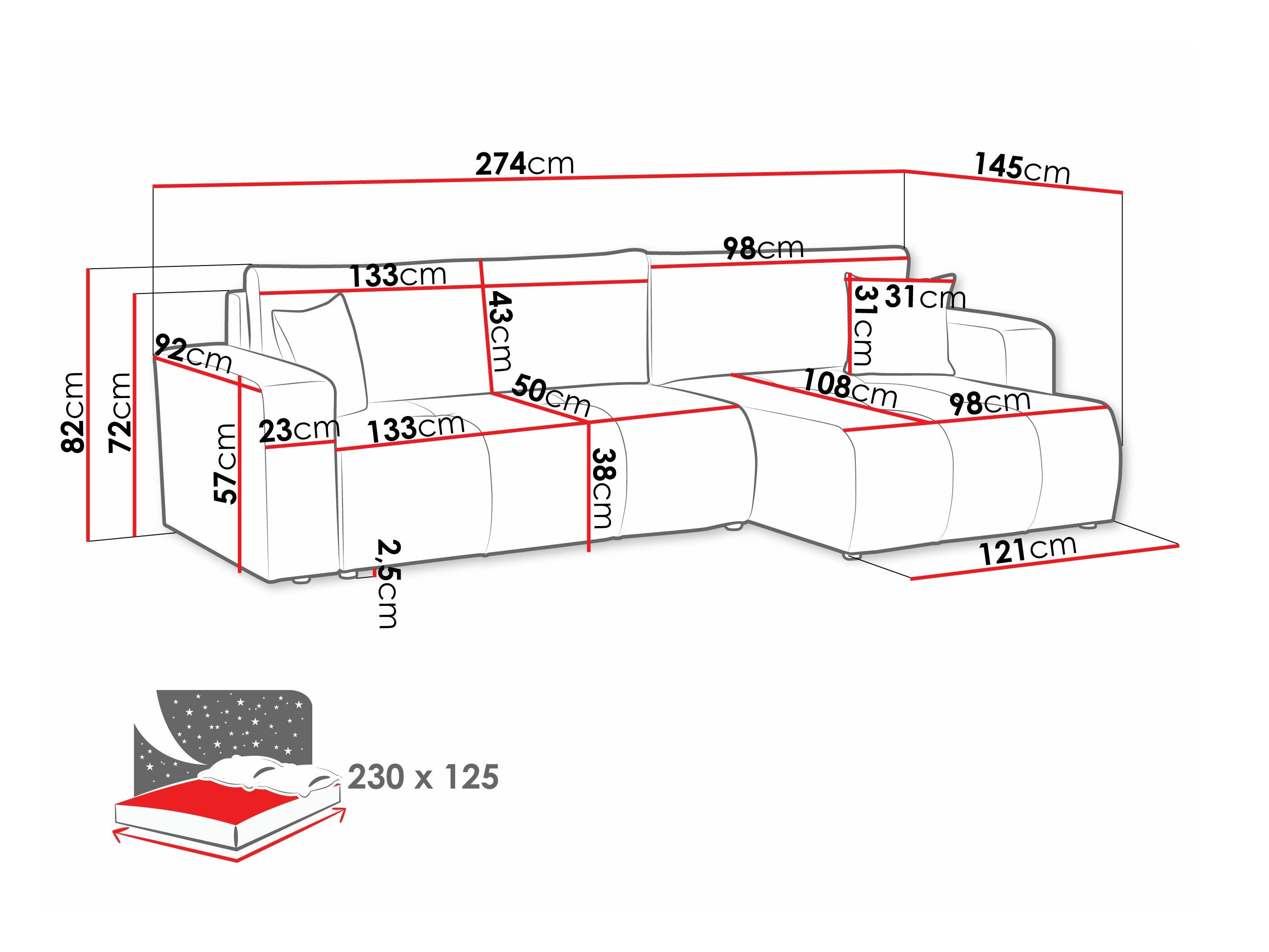 Hjørnesofa Comfivo 425 (Coral 55)