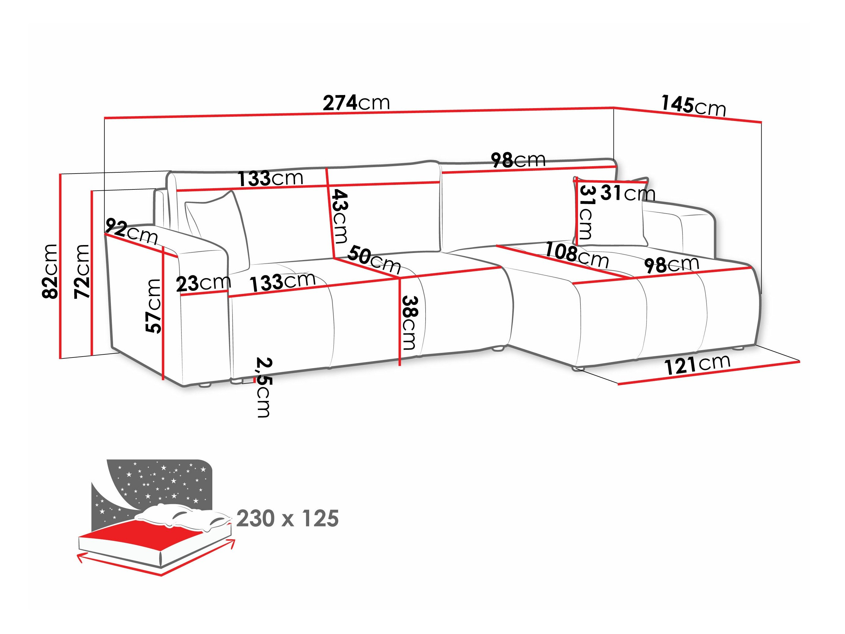Hjørnesofa Comfivo 425 (Coral 65)