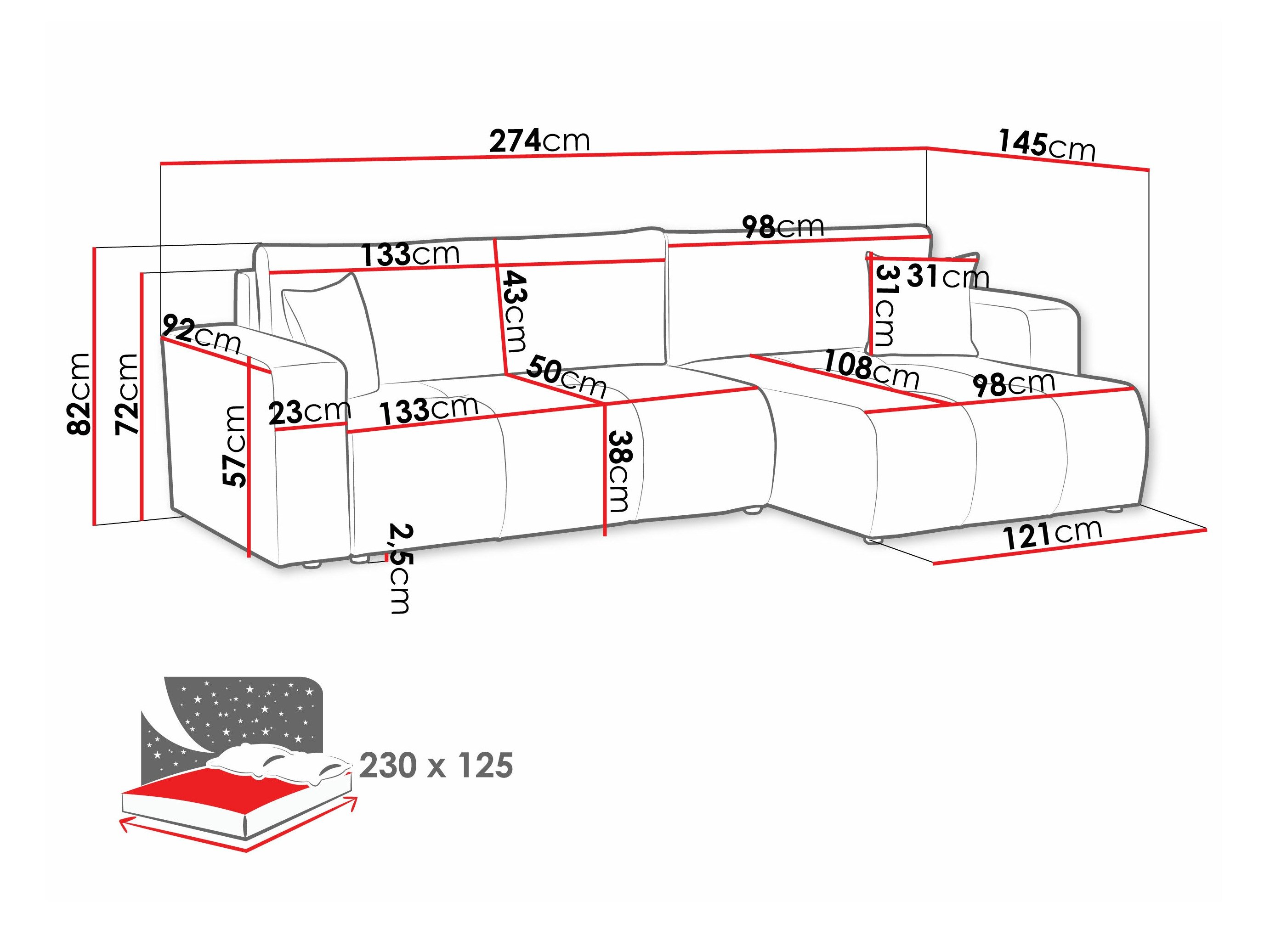Hjørnesofa Comfivo 425 (Coral 80)