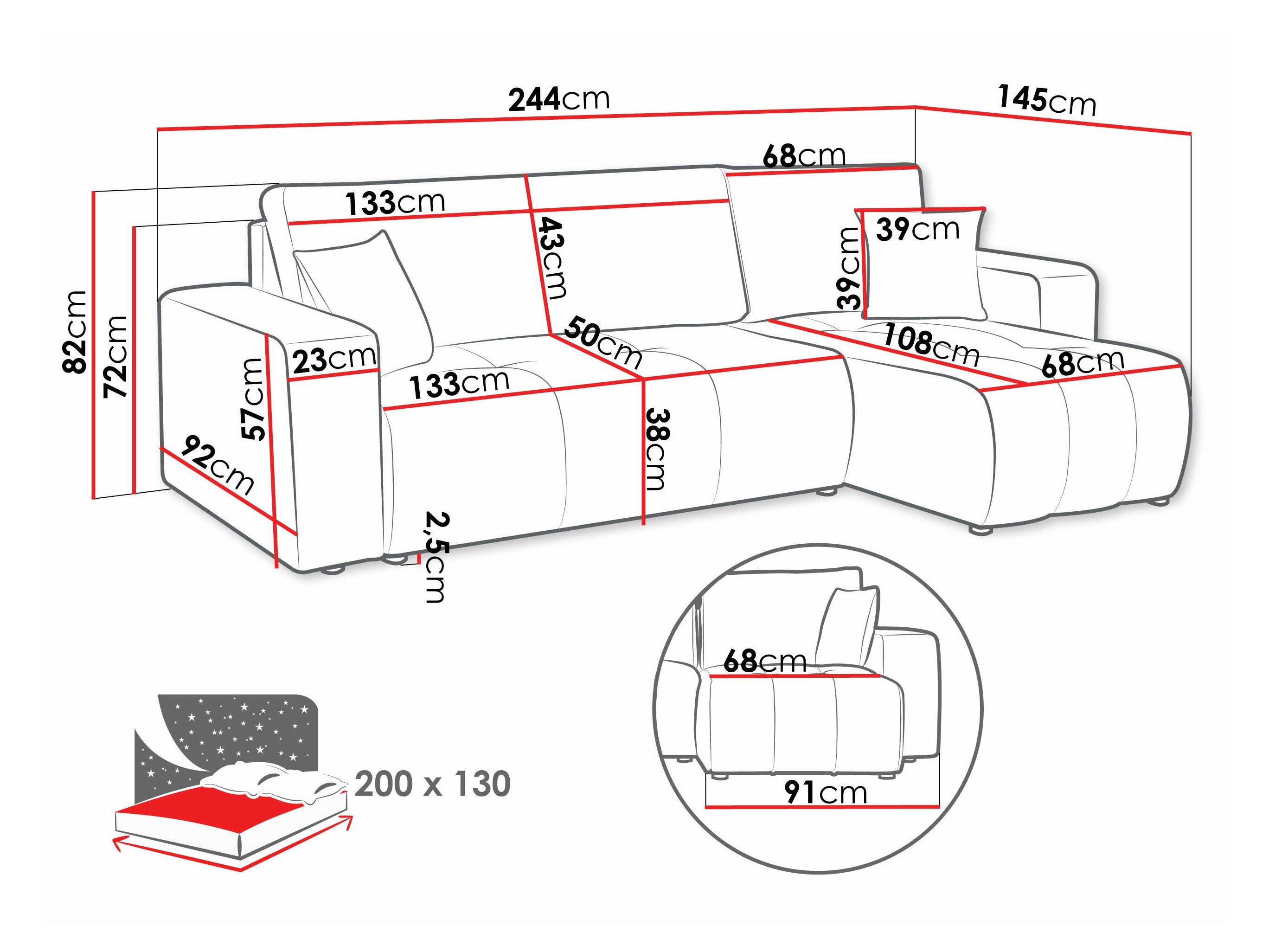 Hjørnesofa Comfivo Laurus (Coral 65)