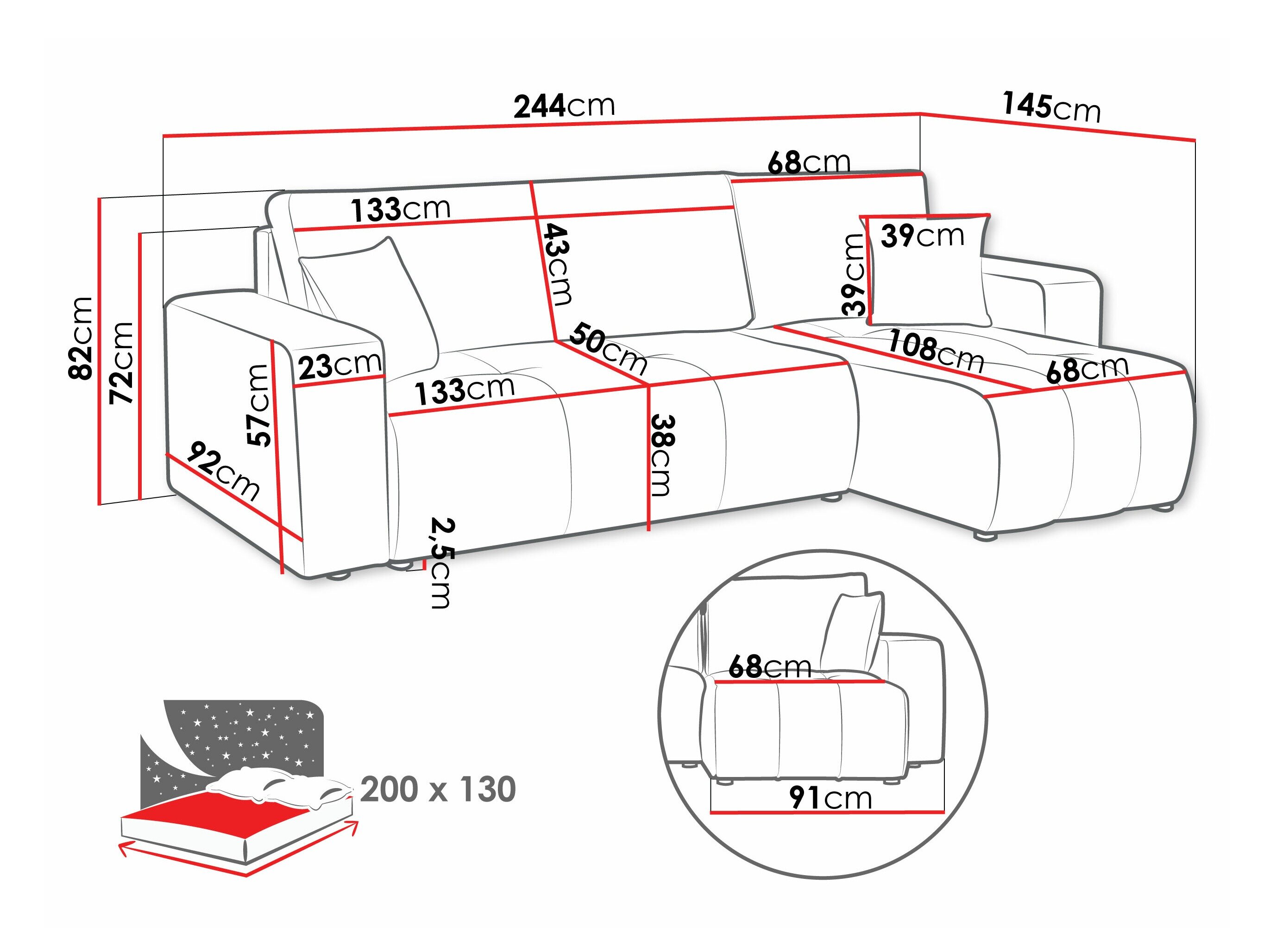 Hjørnesofa Comfivo Laurus (Coral 80)