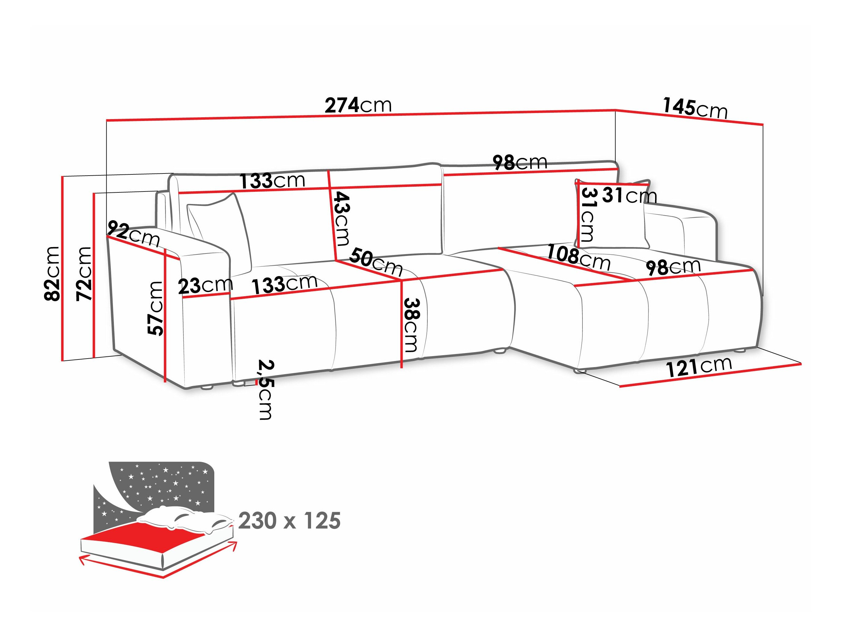 Hjørnesofa Comfivo Laurus I (Coral 75)