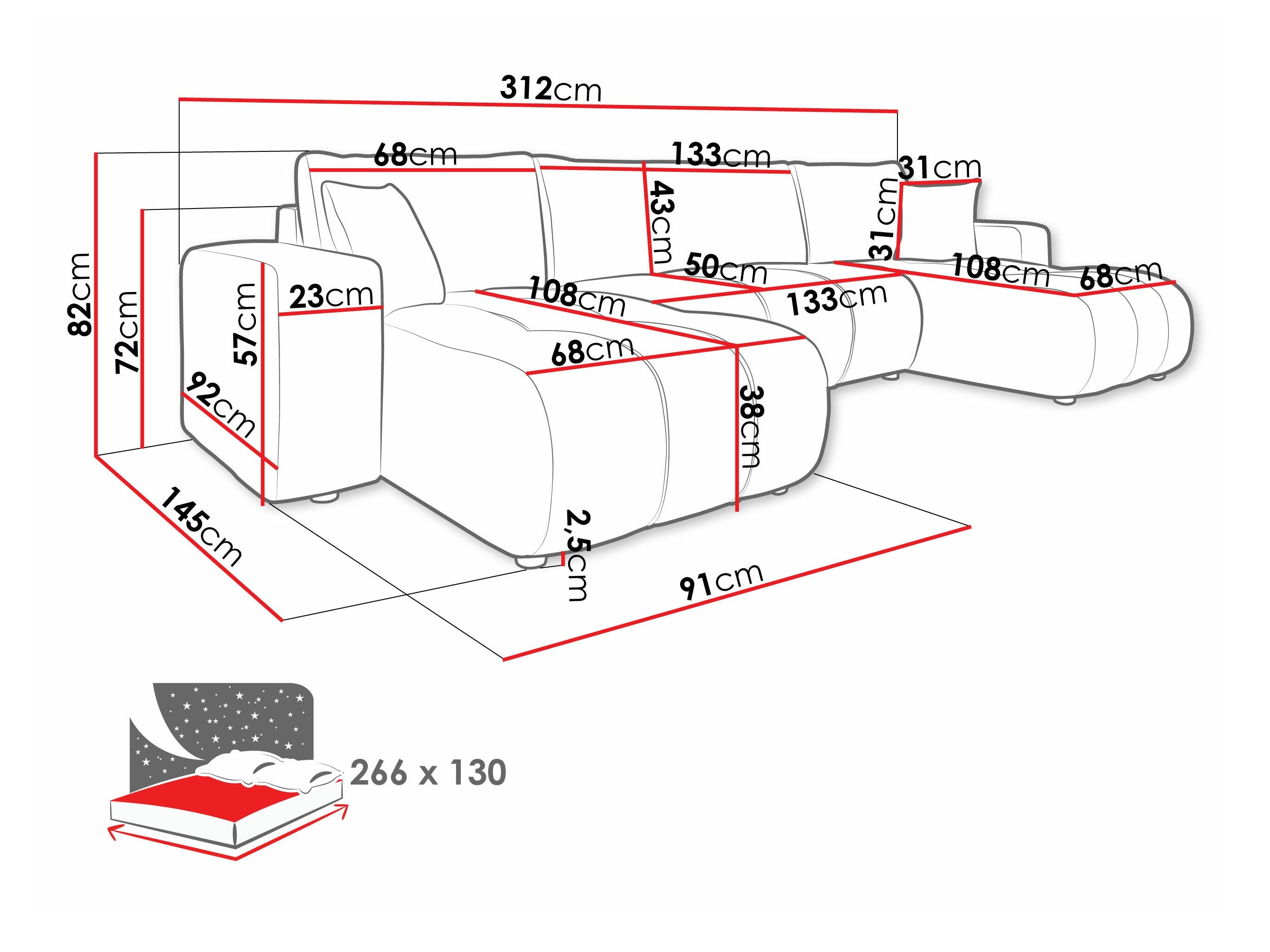 Hjørnesofa Comfivo Laurus II (Coral 15)
