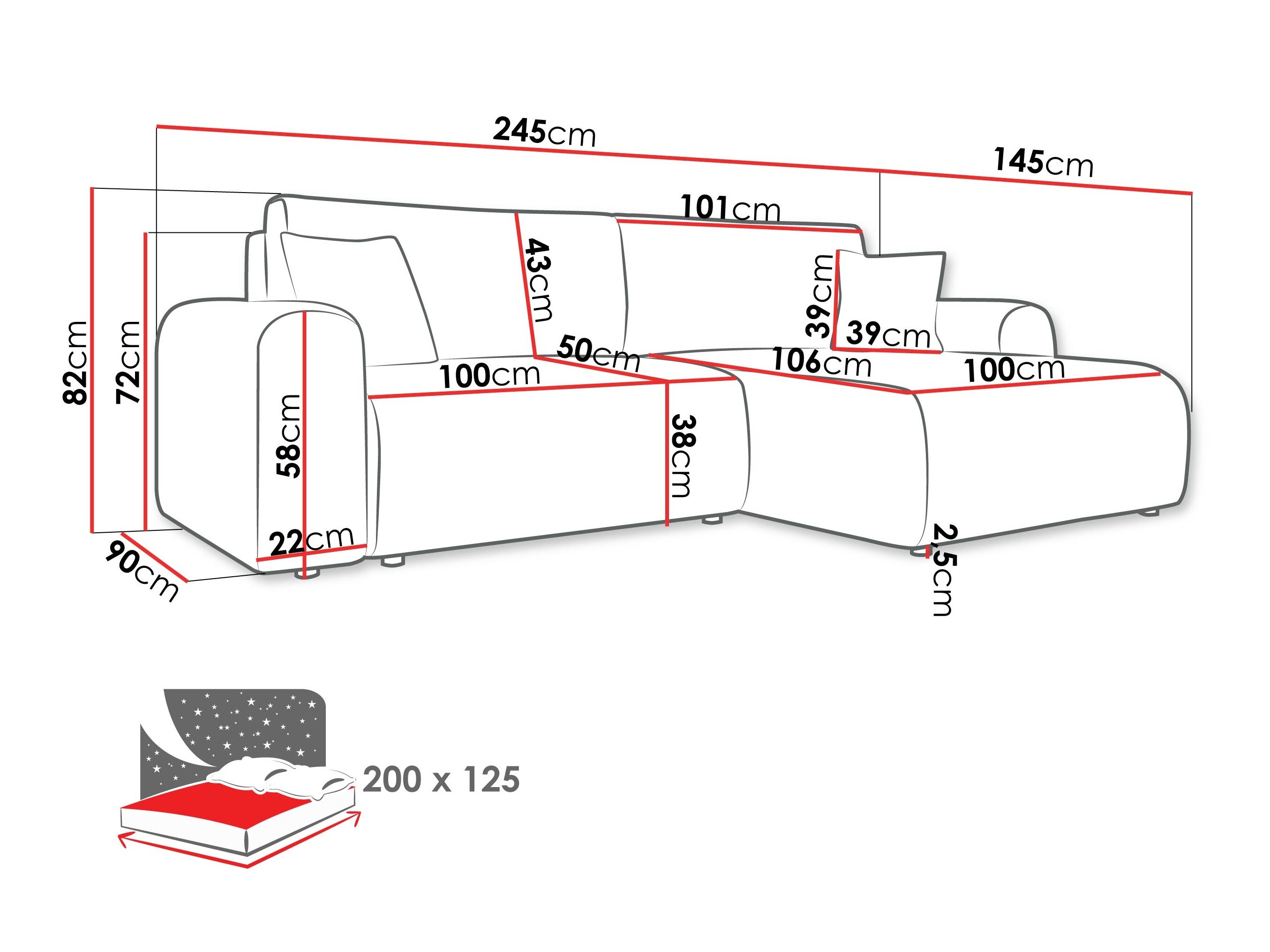 Hjørnesofa Shelton 109 (Poso 100)