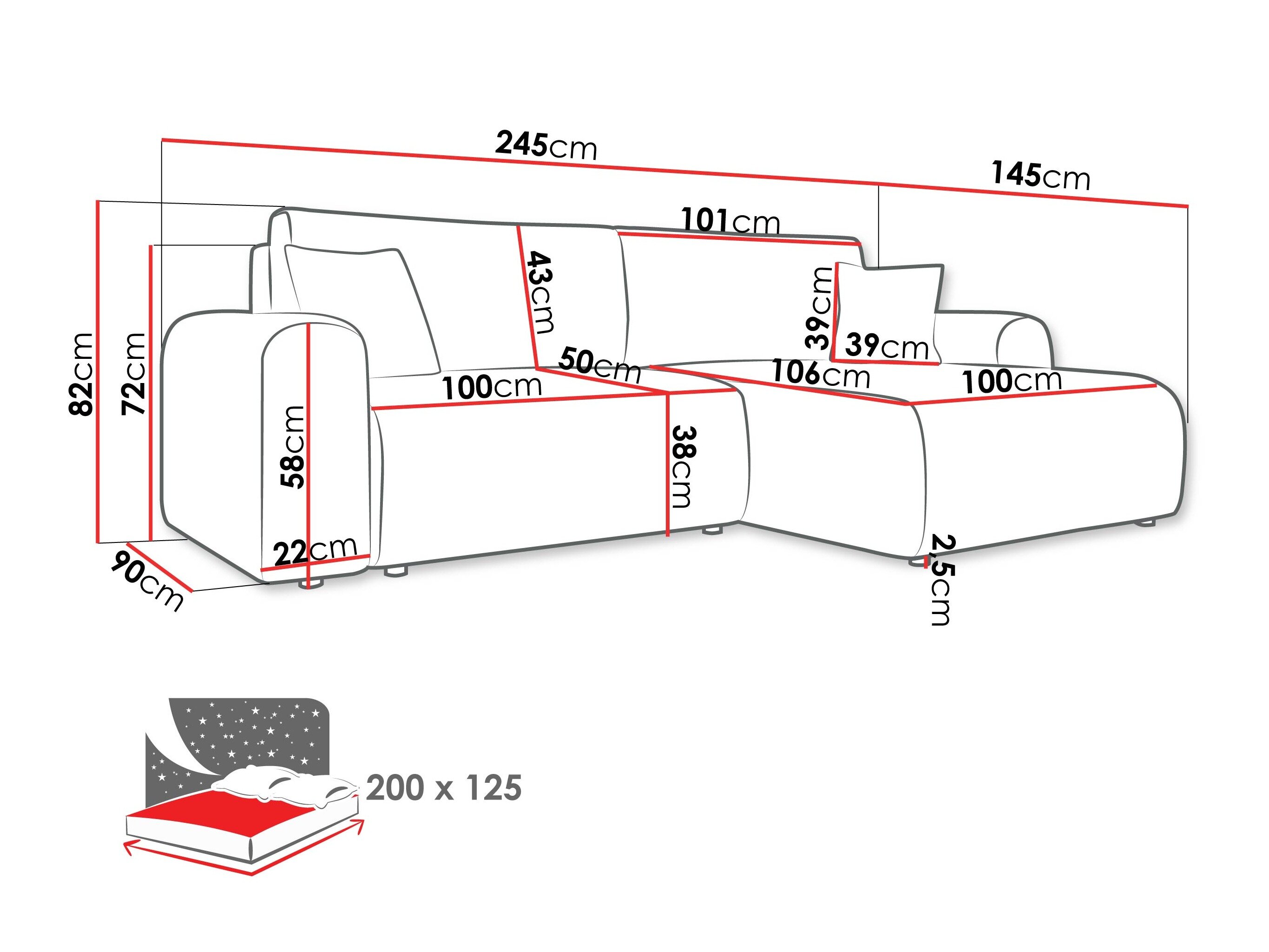 Hjørnesofa Shelton 109 (Taro 98)