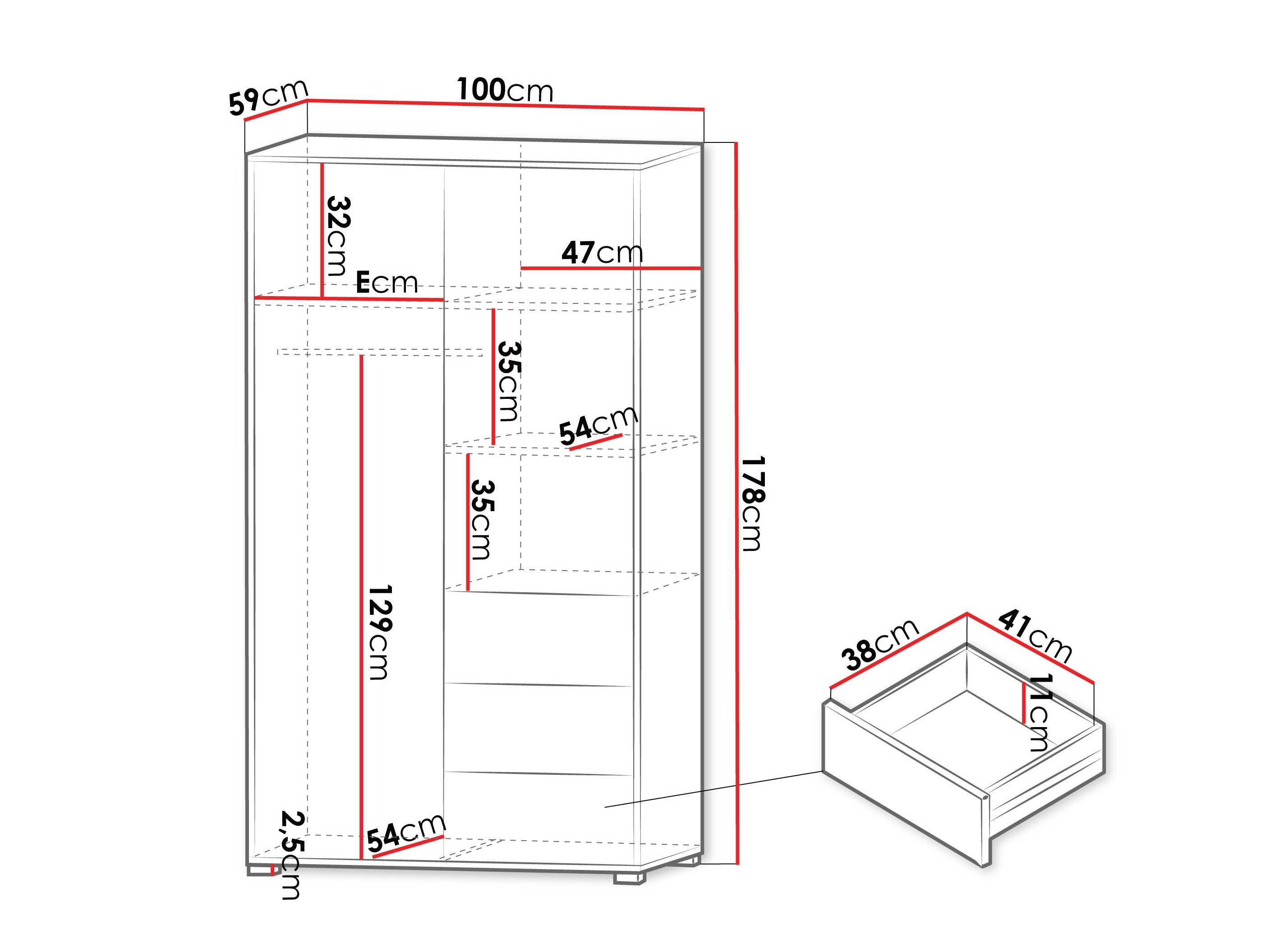 Garderobeskab Comfivo Tutela (Hvid)