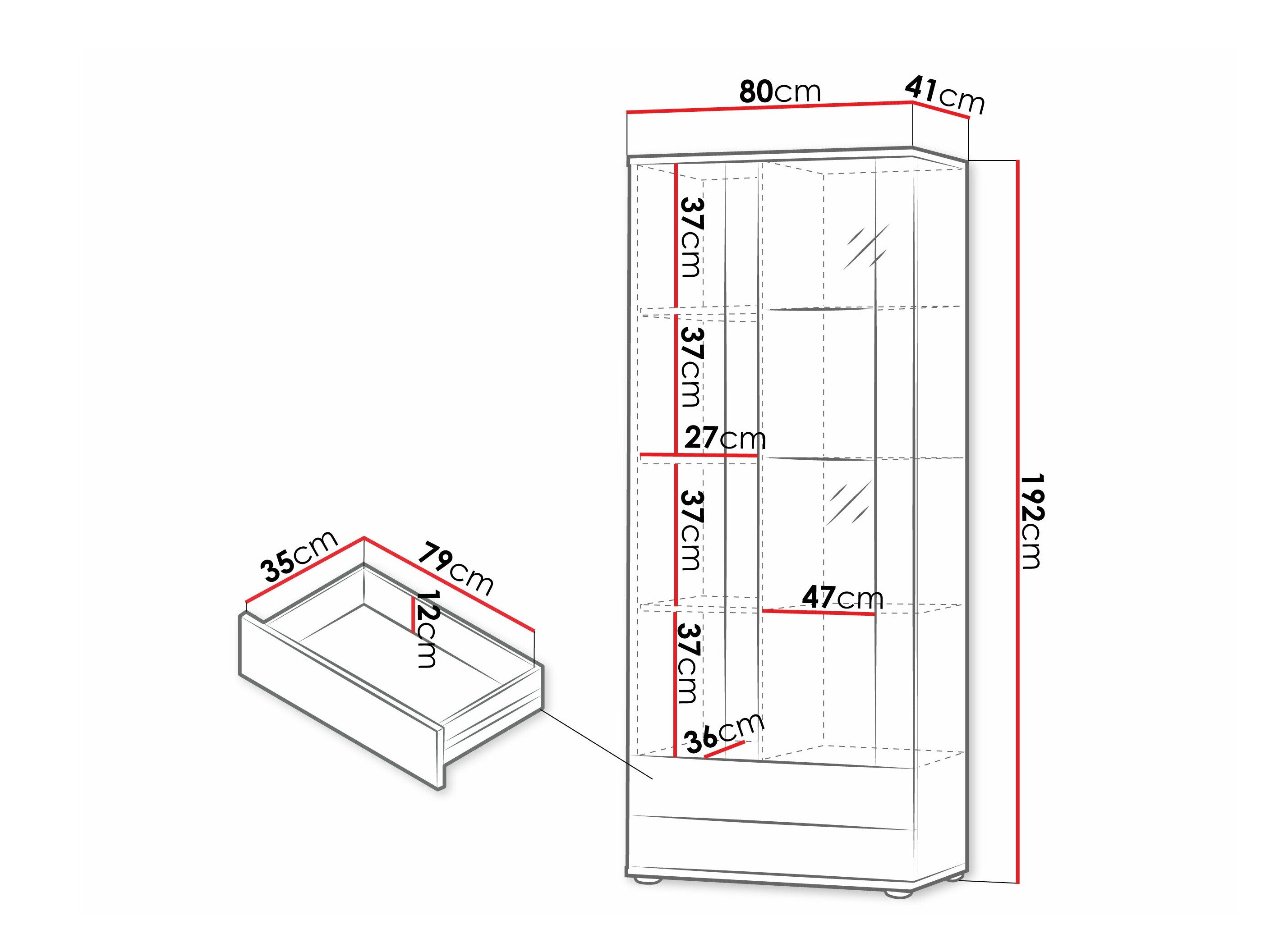 Boekenkast Tornola 105 (Wit + Glanzend wit)
