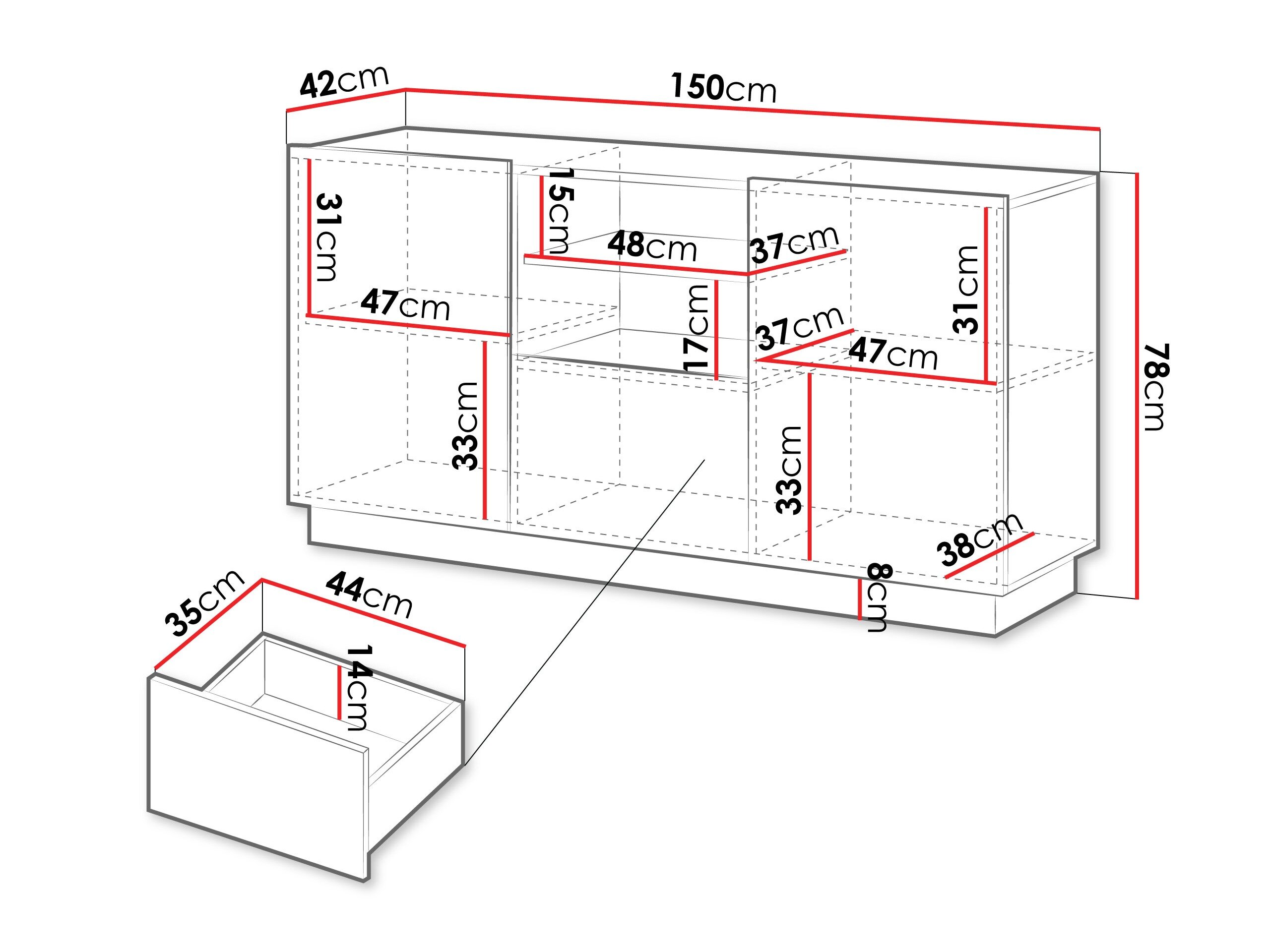 Kommode Lingua (Sort)