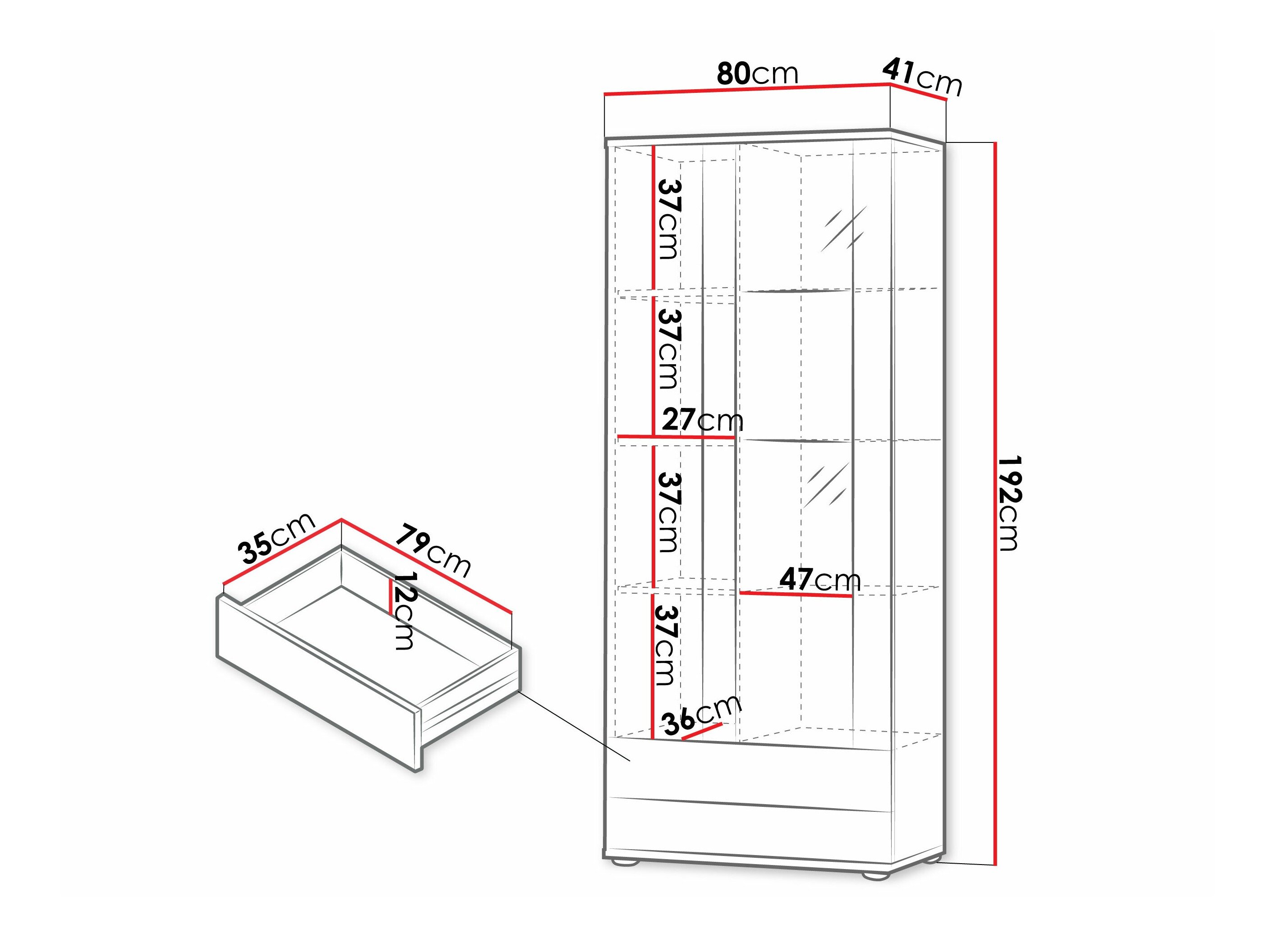 Reol Tornola 105 (Hvid + Glansfuld hvid)