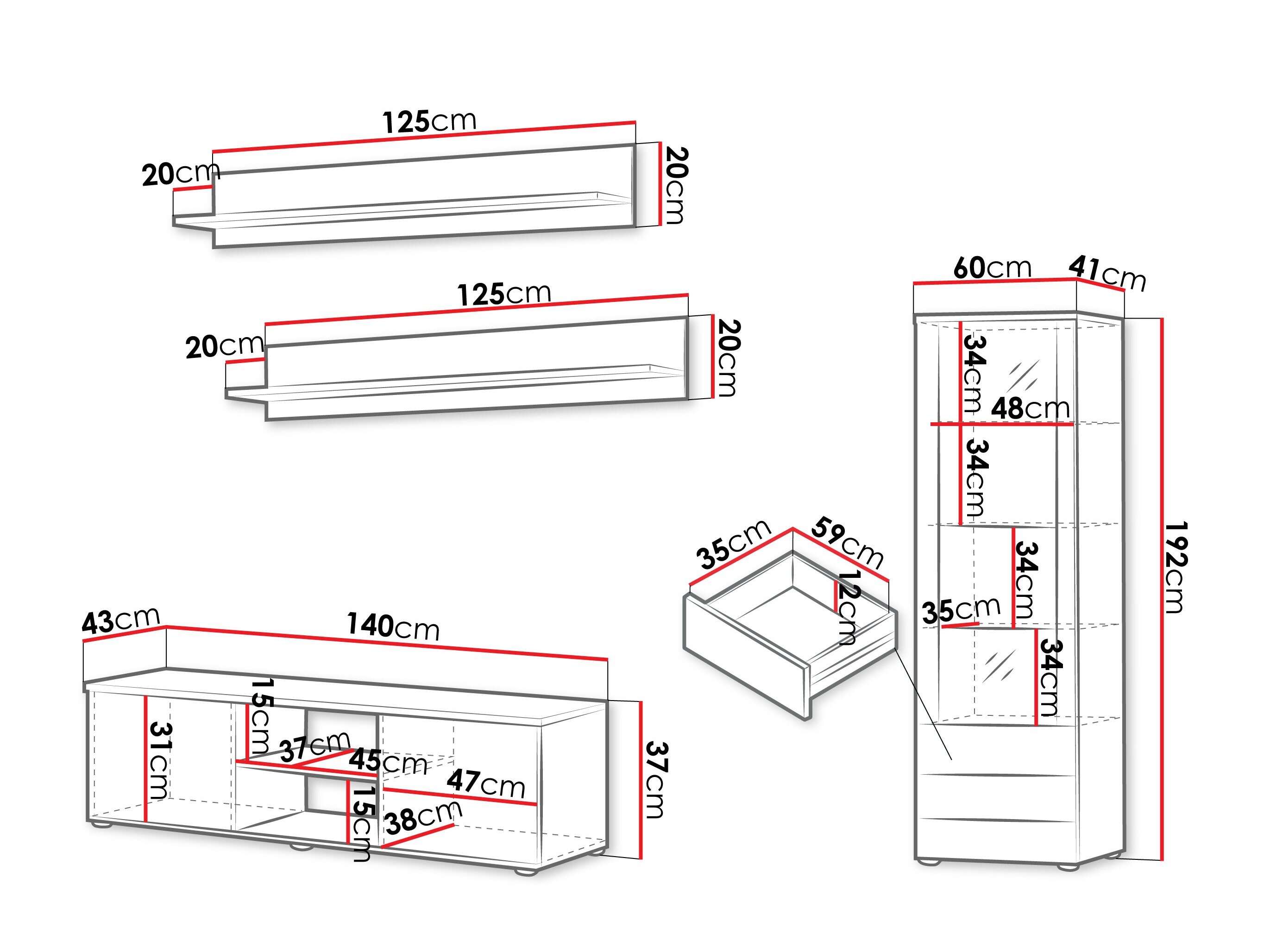 Stuemøbelsæt Tornola 110 (Kashmir + Sort)