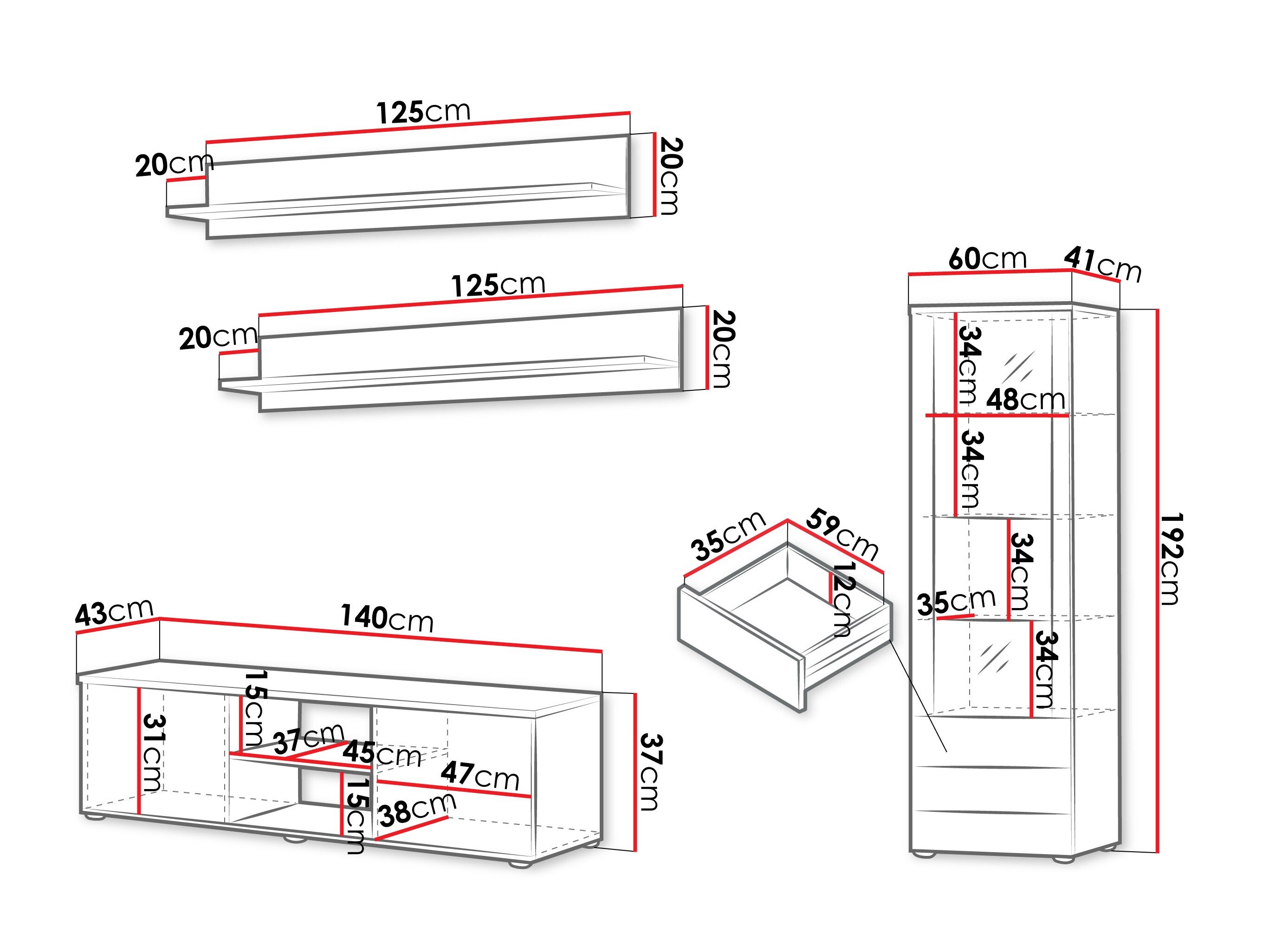 Stuemøbelsæt Tornola 110 (Kashmir + Sort)