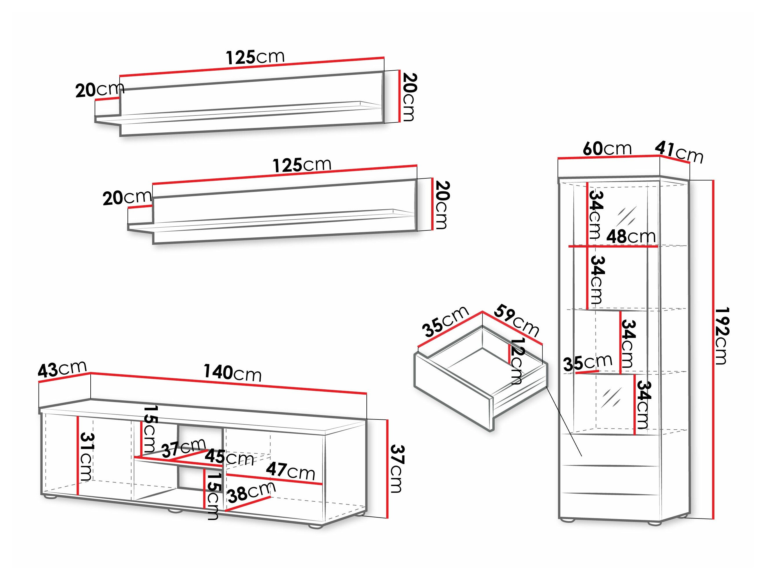 Stuemøbelsæt Tornola 110 (Sort + Blank sort)