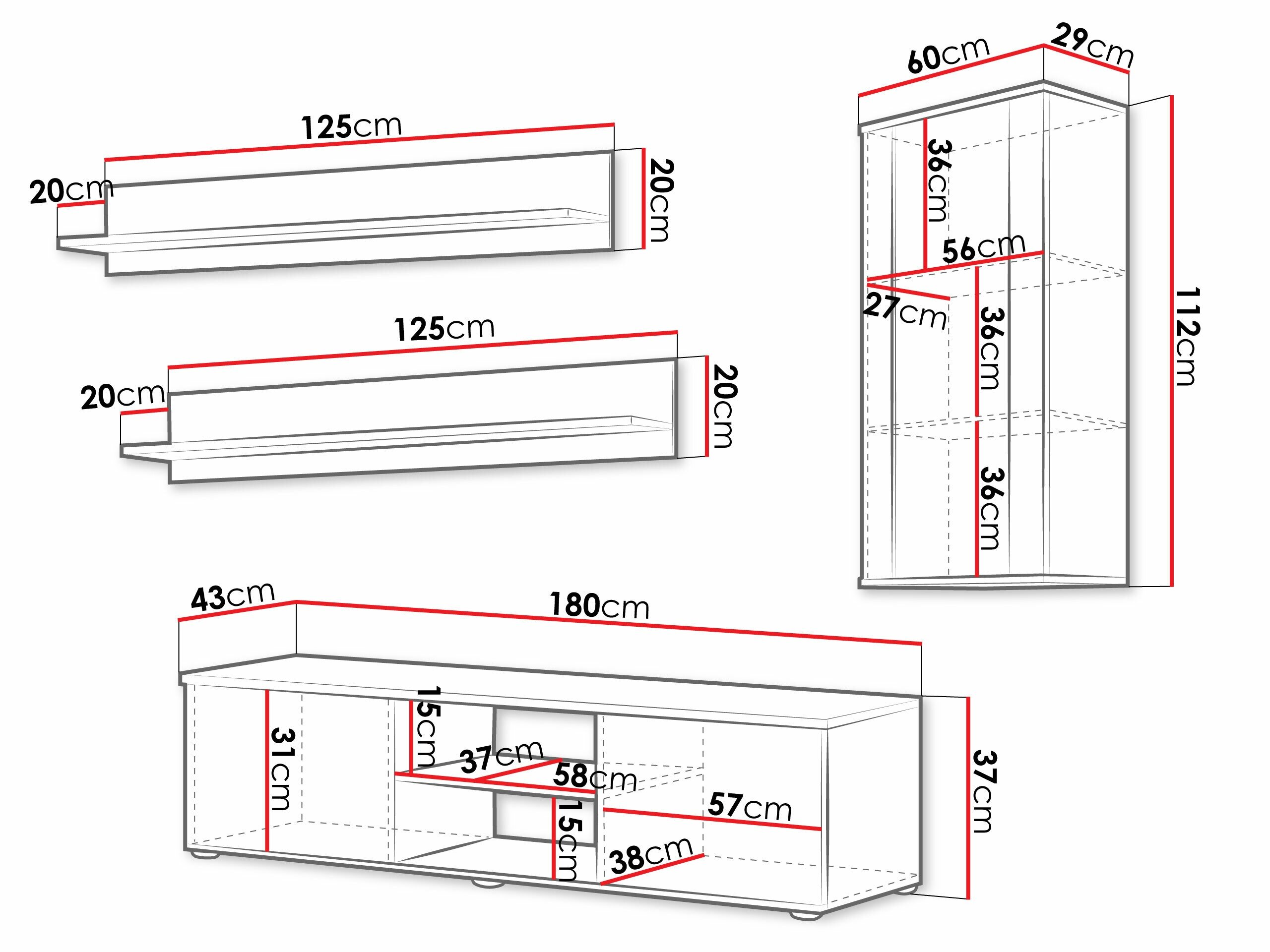 Stuemøbelsæt Tornola 113 (Sort + Blank sort)