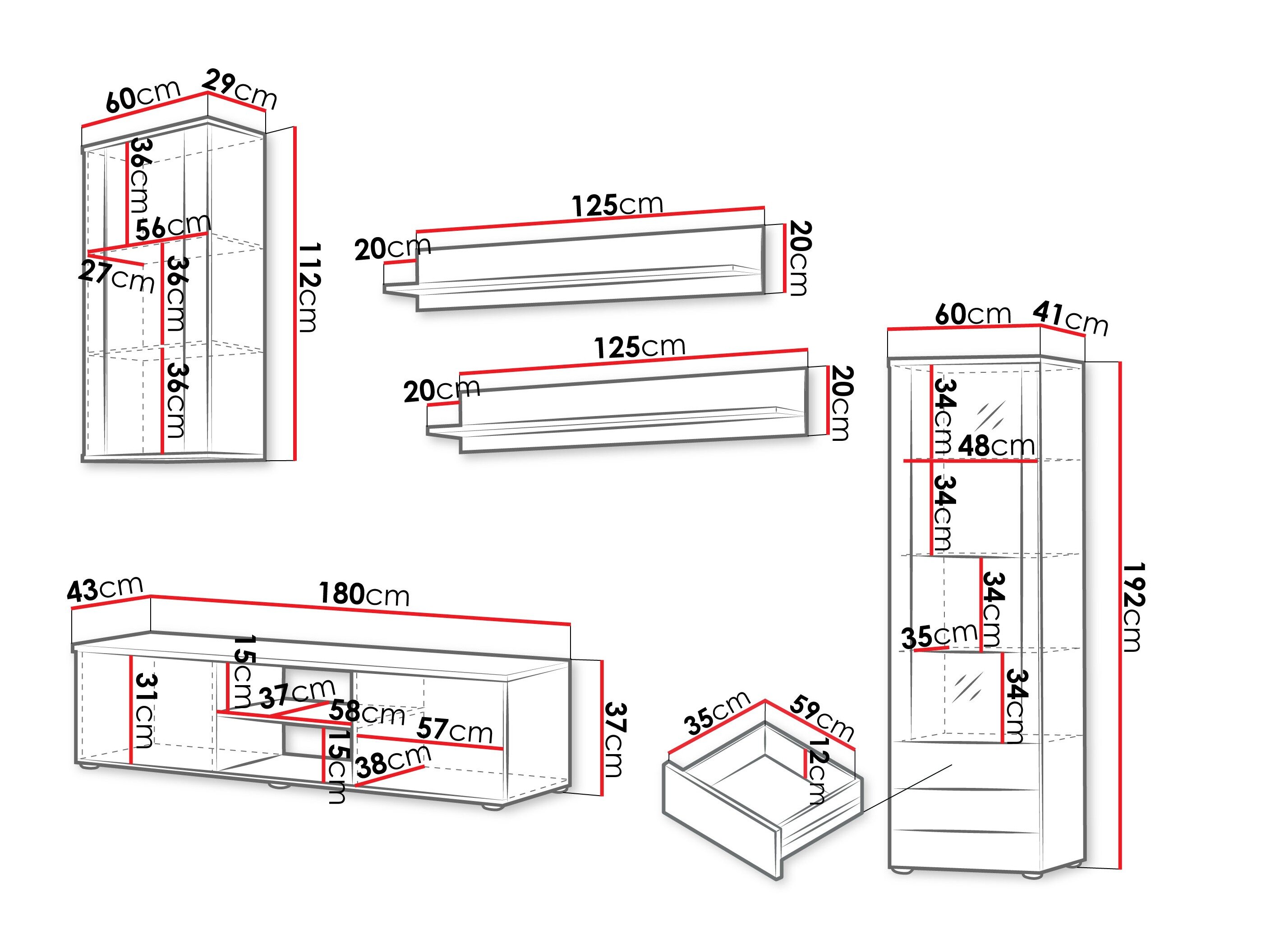 Stuemøbelsæt Tornola 114 (Kashmir + Sort)