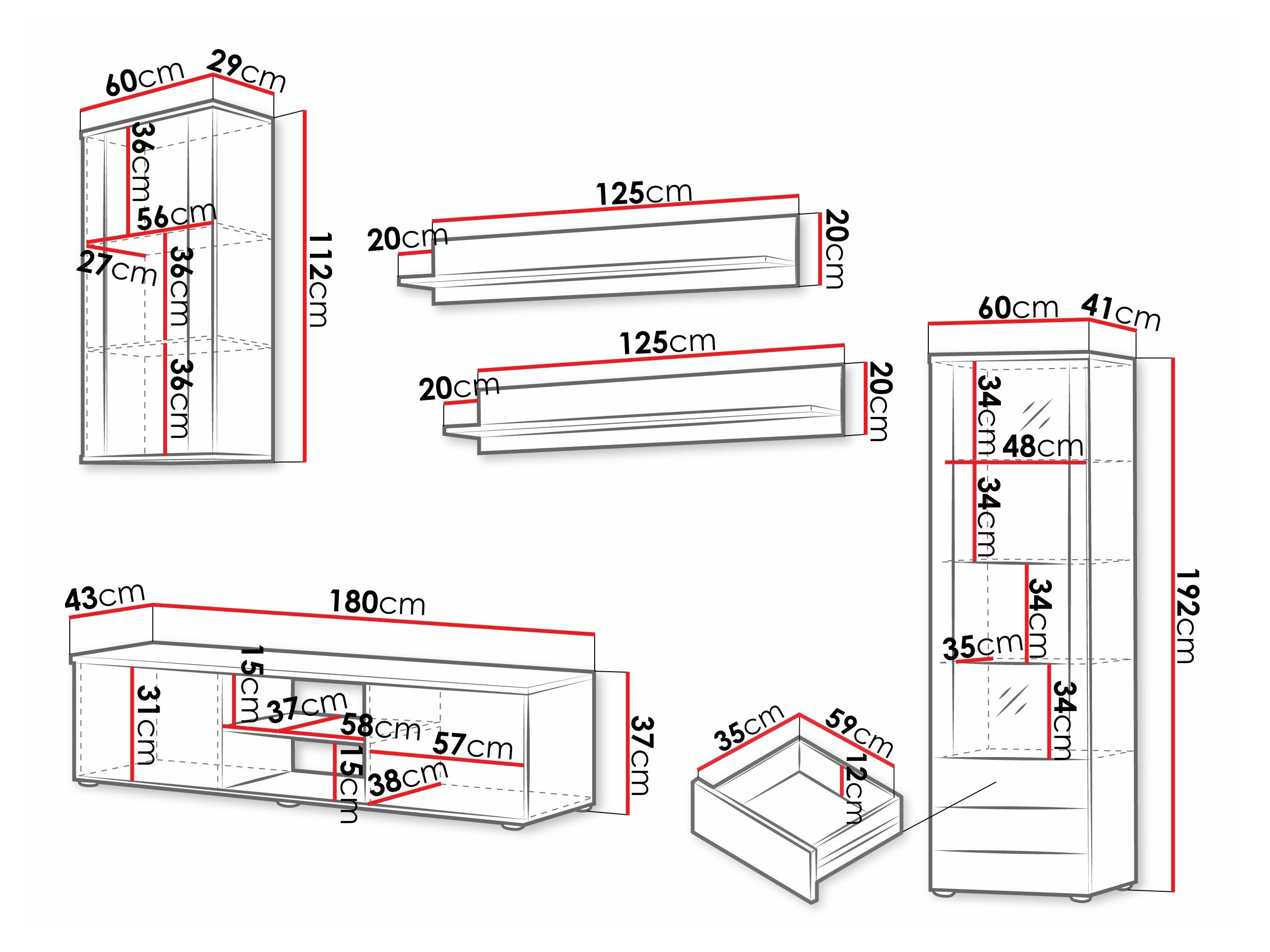 Stuemøbelsæt Tornola 114 (Sort + Blank sort)