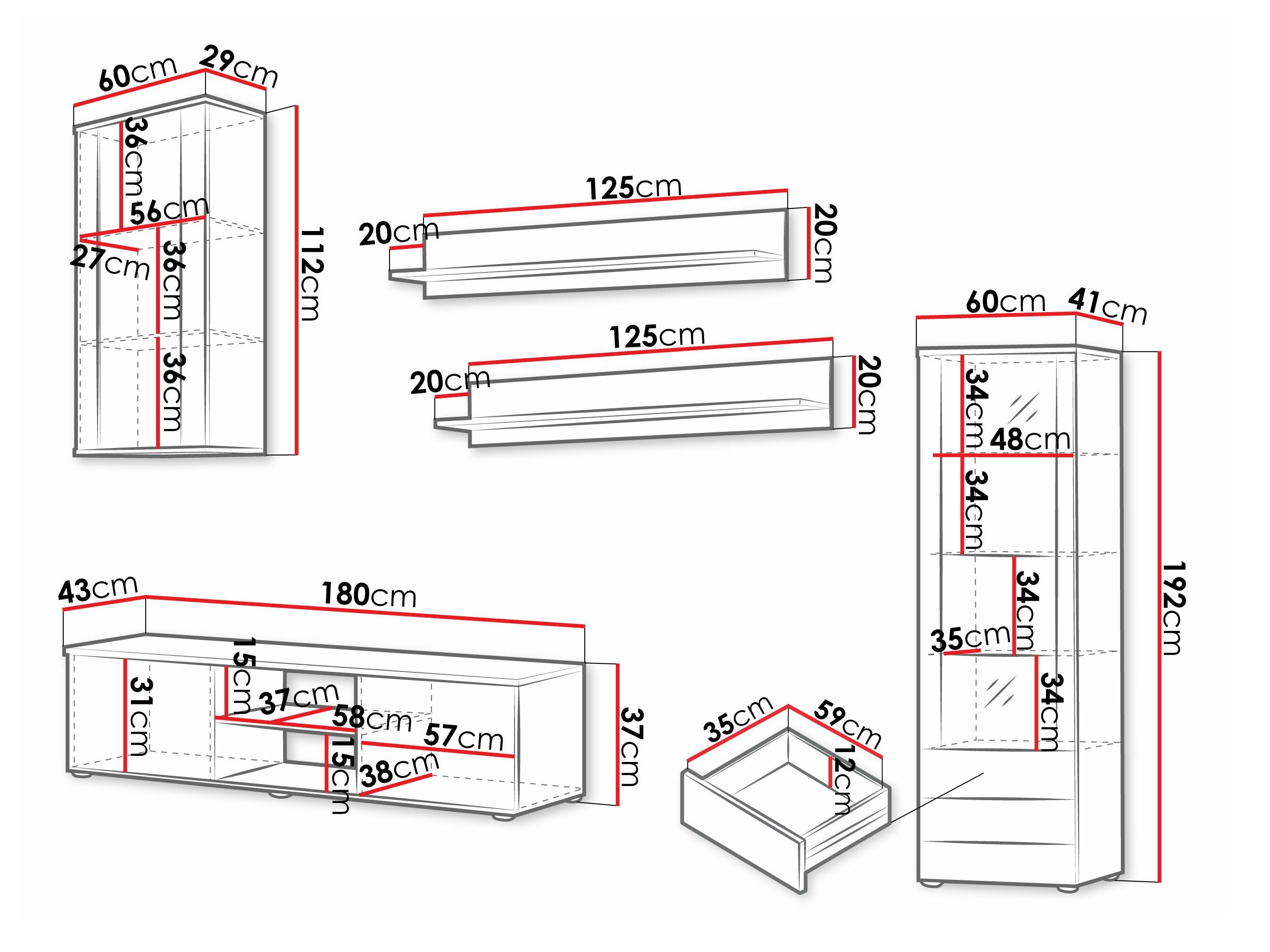 Stuemøbelsæt Tornola 114 (Sort + Blank sort)