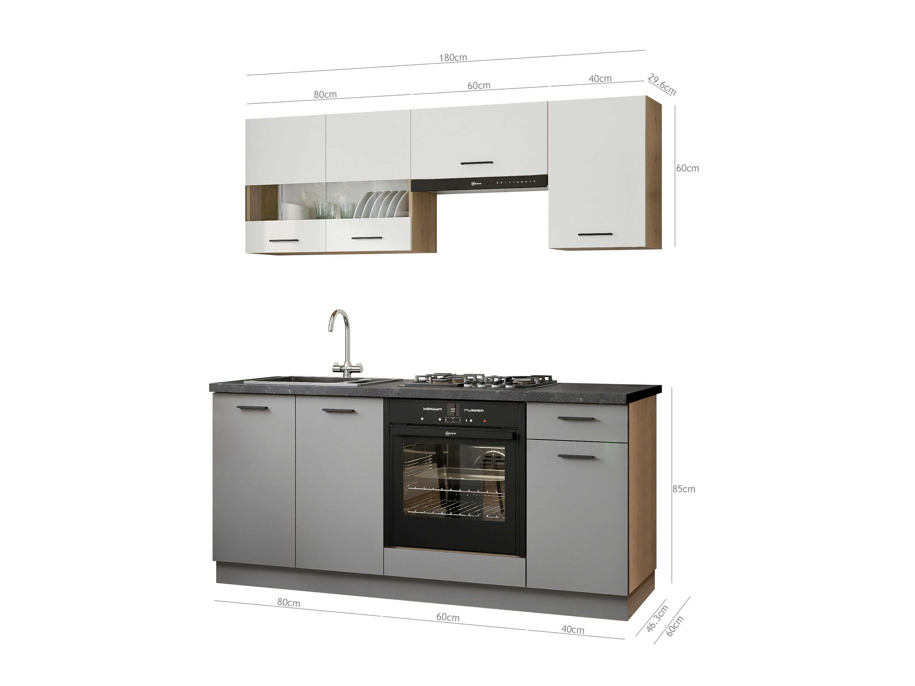 Moduļu virtuves komplekts Ati White Grey 117