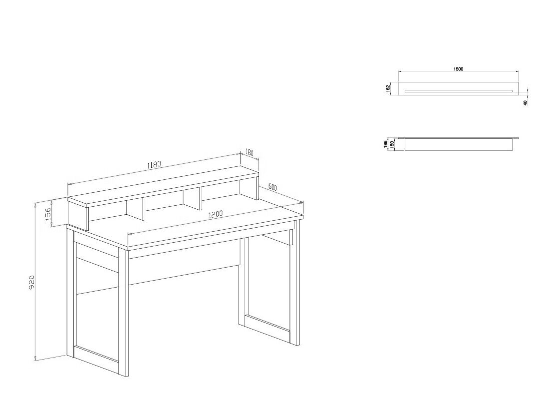 Bureau Fermaru 115 (Stoffig groen + Eiken)