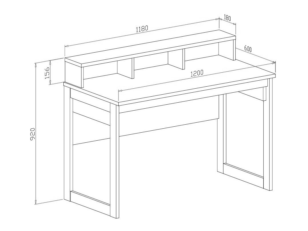 Skrivebord Fermaru 115 (Hvid + Egetræ)