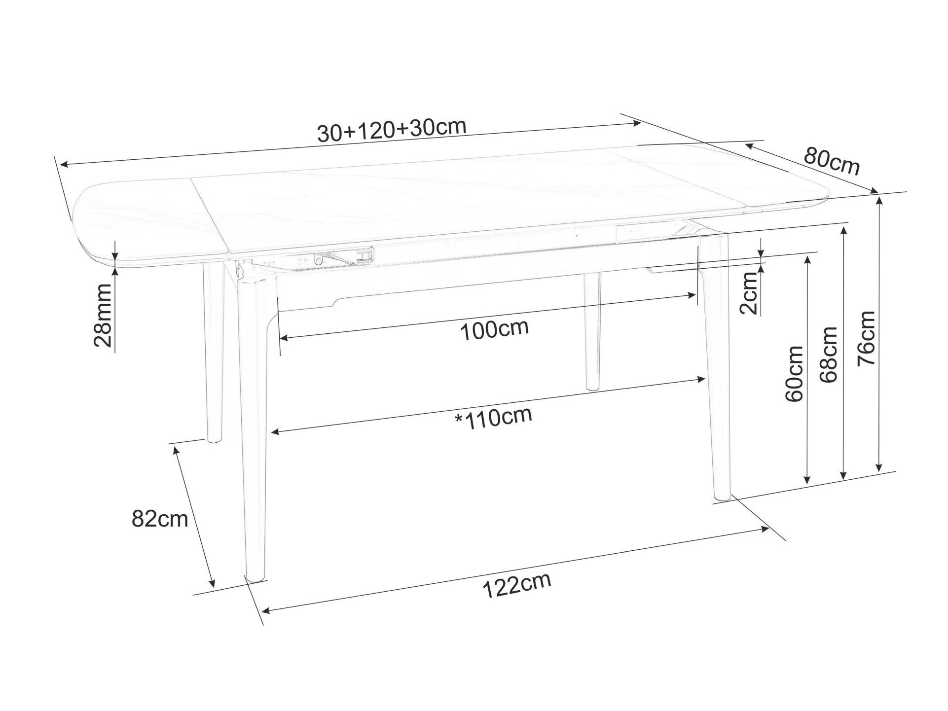 Tafel Detroit 921 (Zwart marmer)
