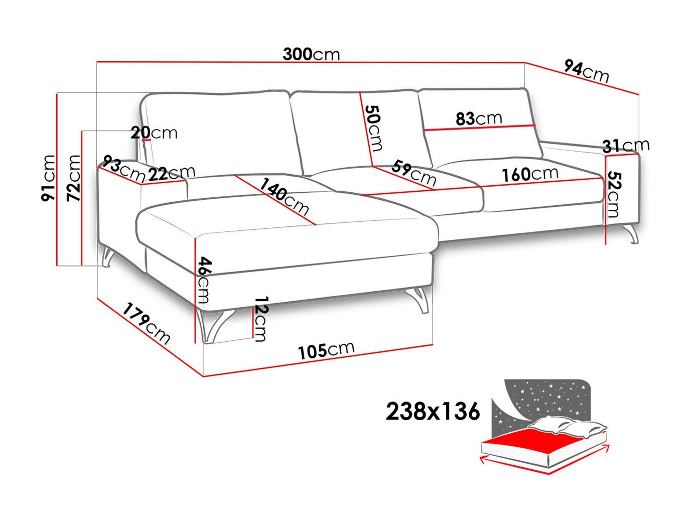 Hjørnesofa ComfiDream 111 (Verita 28)
