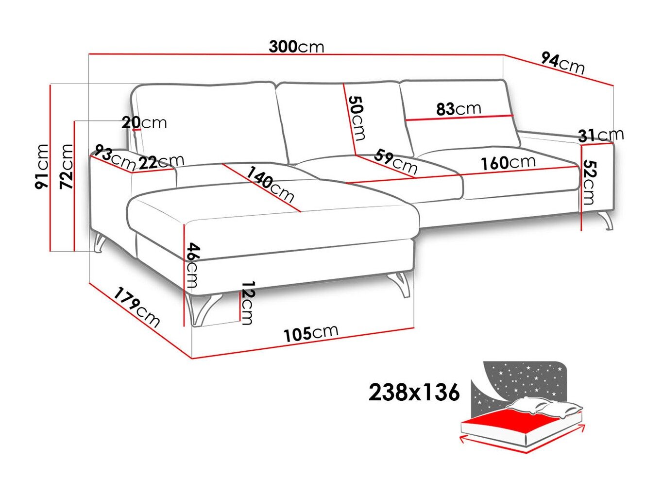 Hjørnesofa ComfiDream 111 (Verita 28)