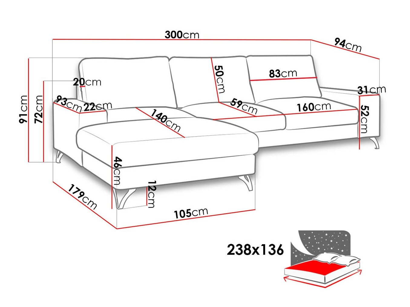 Hjørnesofa ComfiDream 111 (Verita 53)