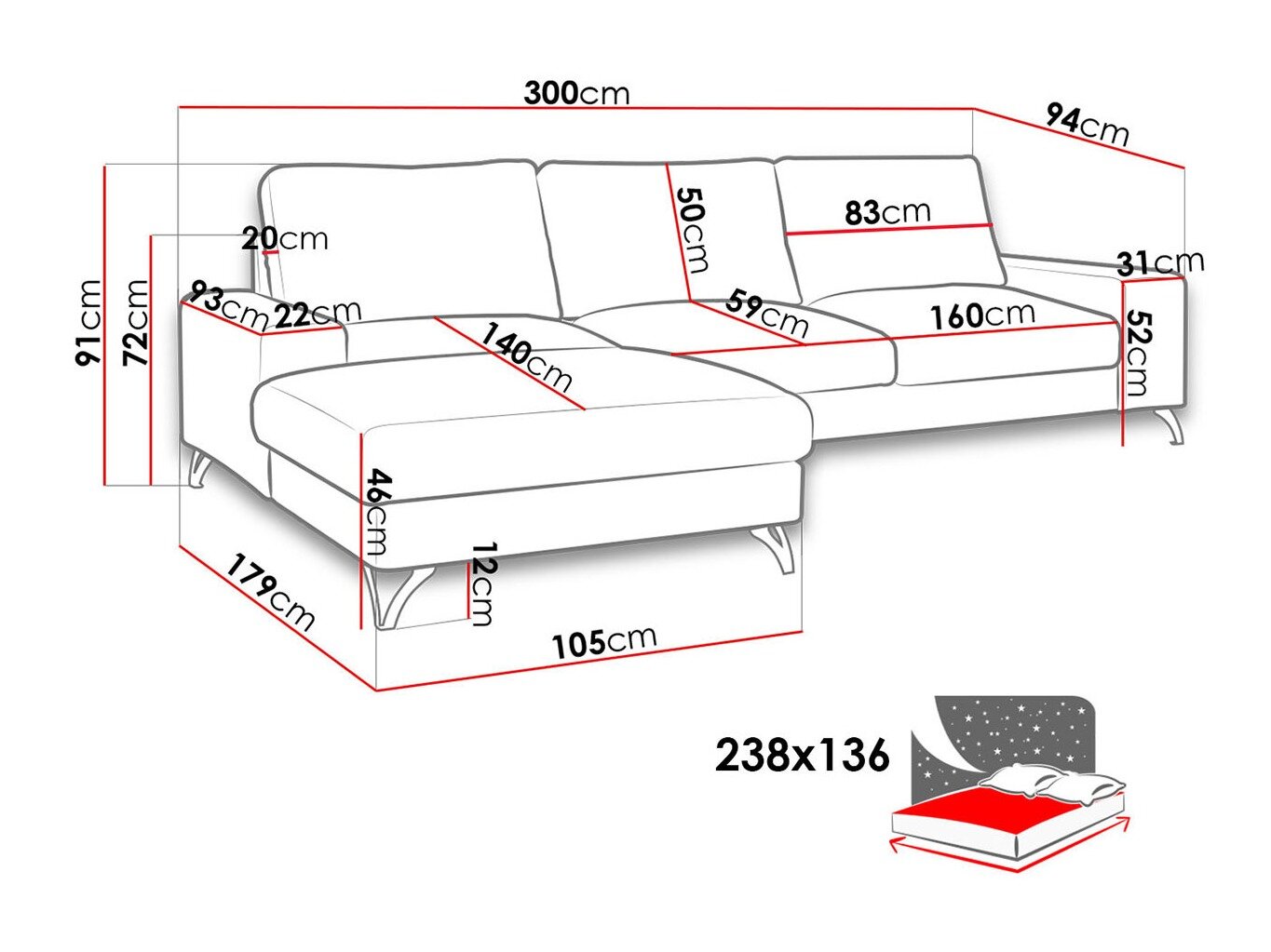 Hjørnesofa ComfiDream Lyrana I (Verita 11)