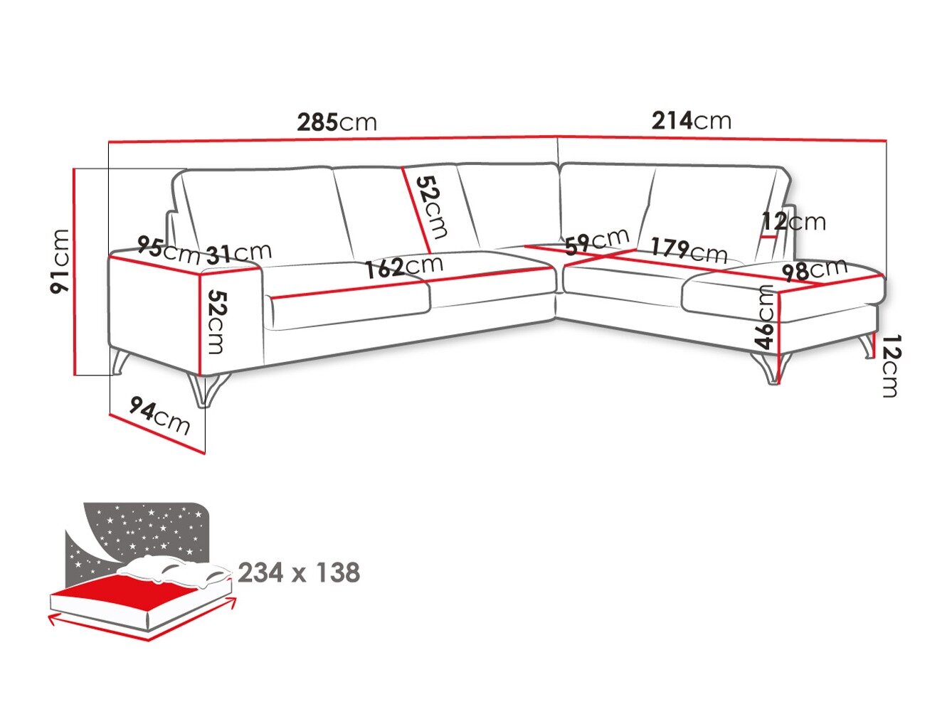 Hjørnesofa ComfiDream Lyrana II (Verita 03)