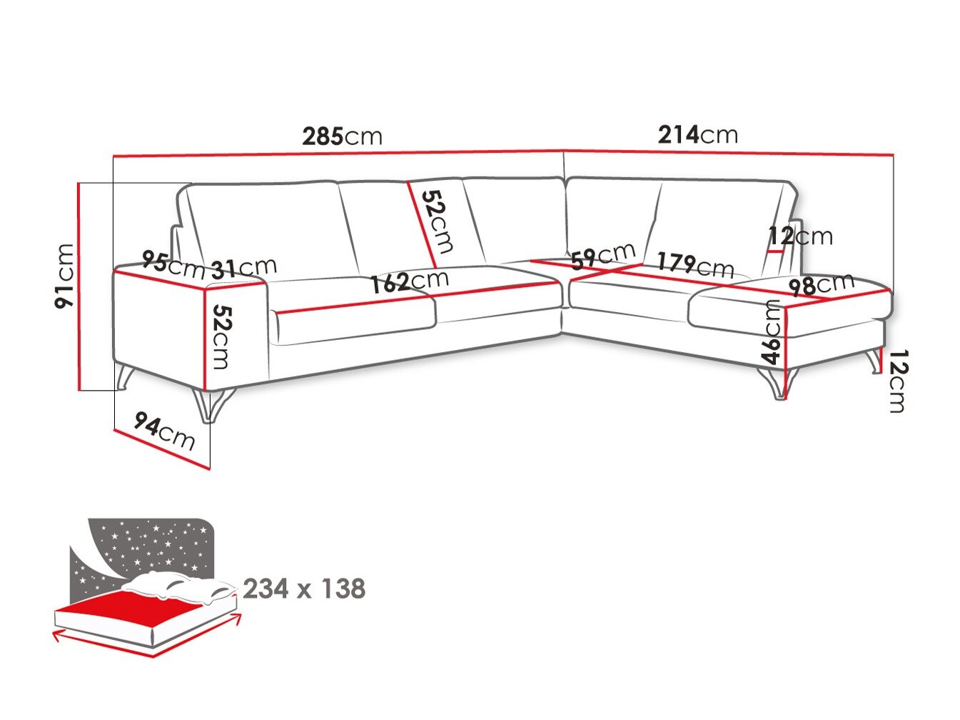 Hjørnesofa ComfiDream Lyrana II (Verita 28)