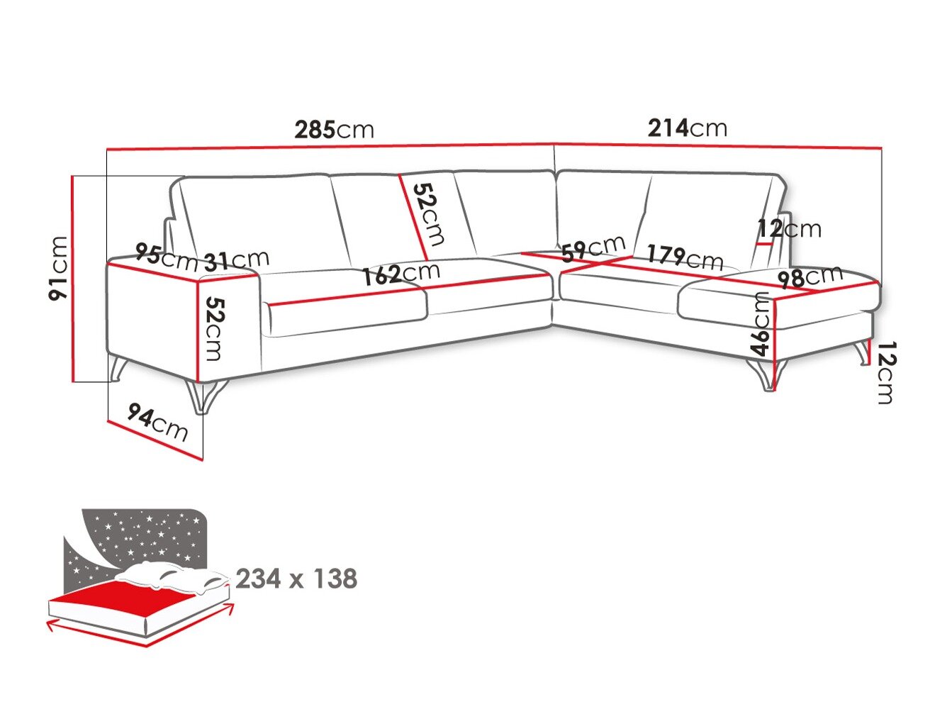 Hjørnesofa ComfiDream Lyrana II (Verita 53)