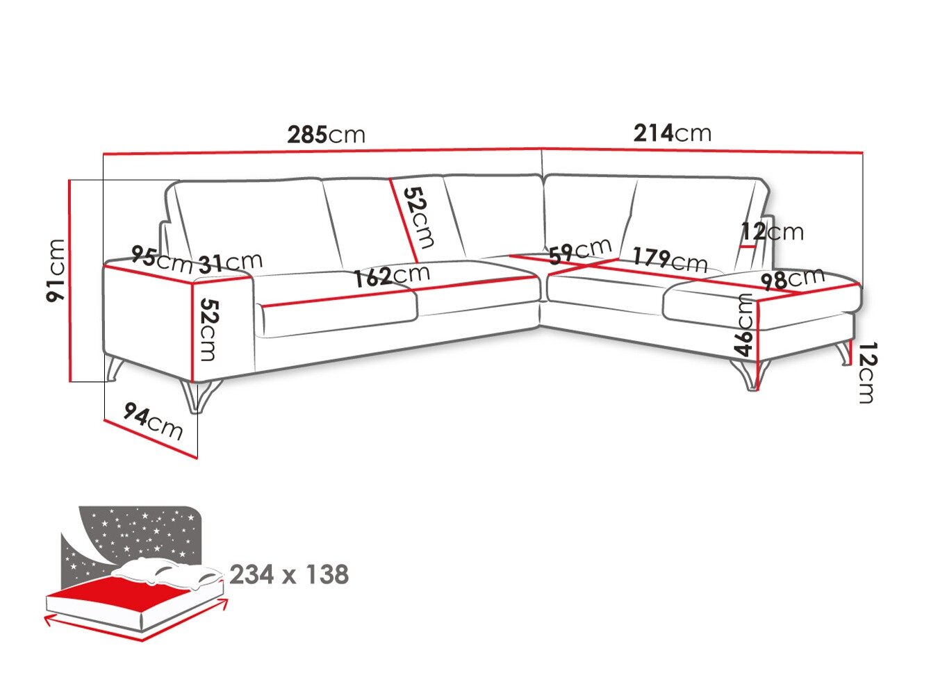 Hjørnesofa ComfiDream Lyrana II (Verita 53)